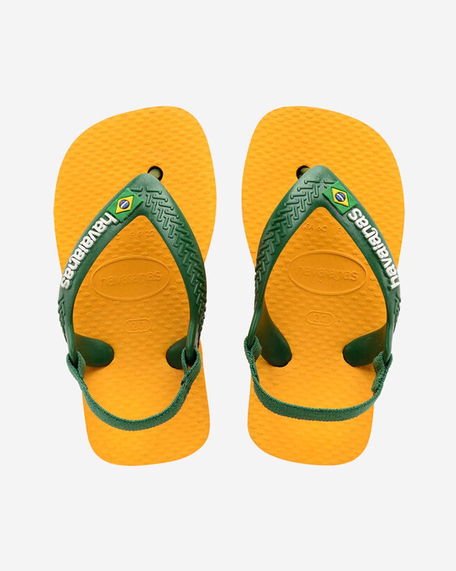 Havaianas Baby Brasil Logo gialla con fascetta verde