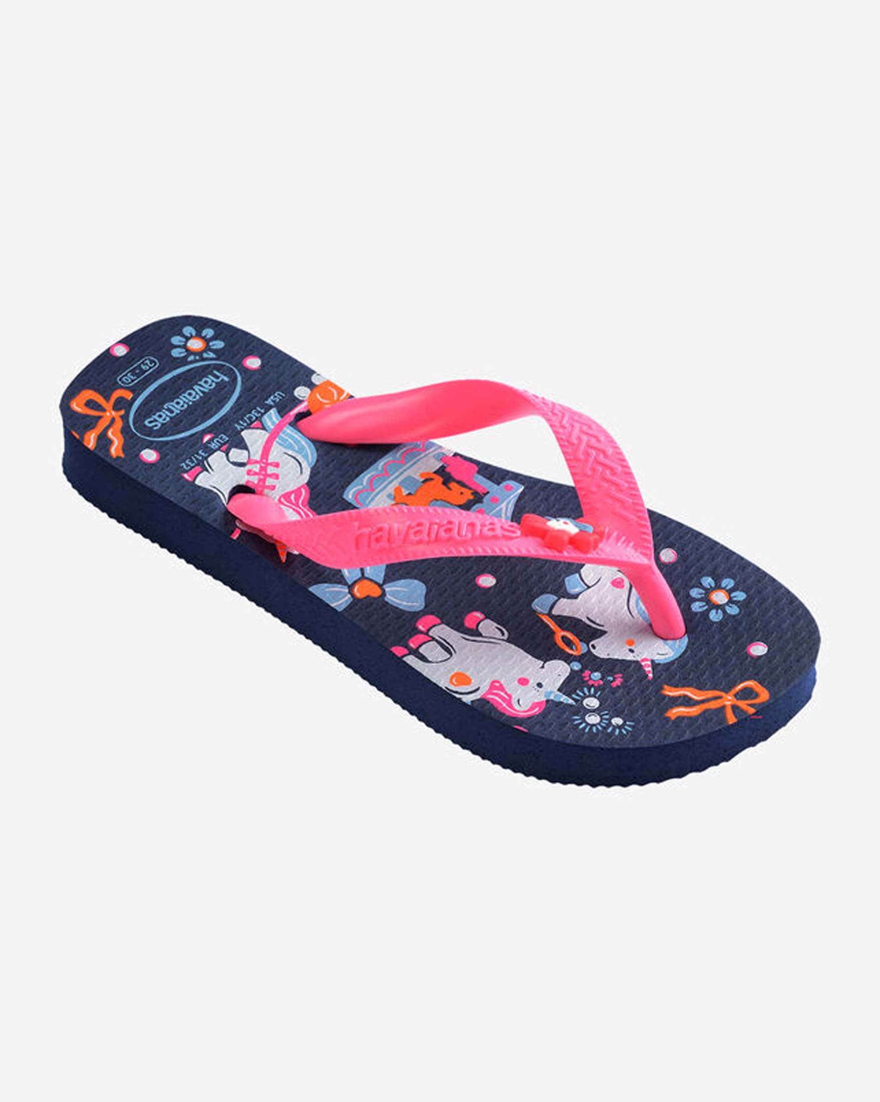 Havaianas Kids Fantasy blu con fantasia unicorni e fascetta rosa image