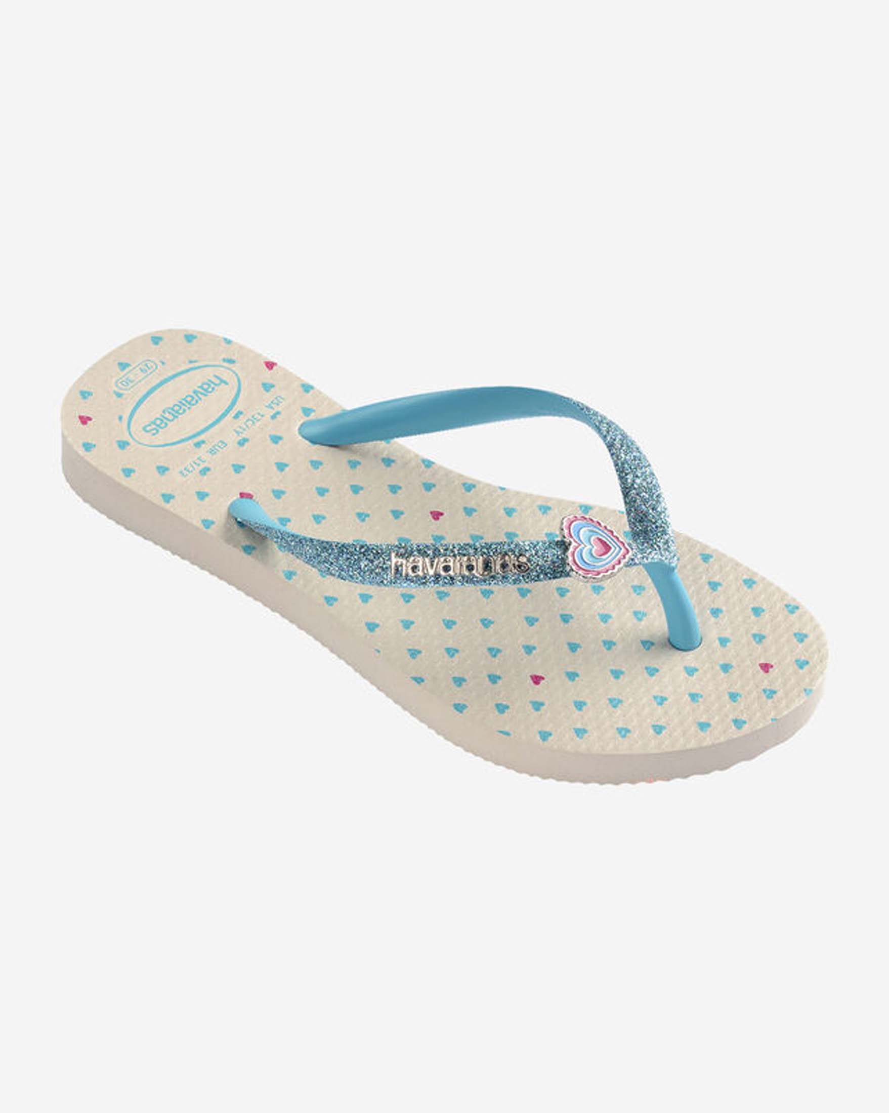 Havaianas Kids Slim avorio con fantasia cuori e fascetta glitterata image