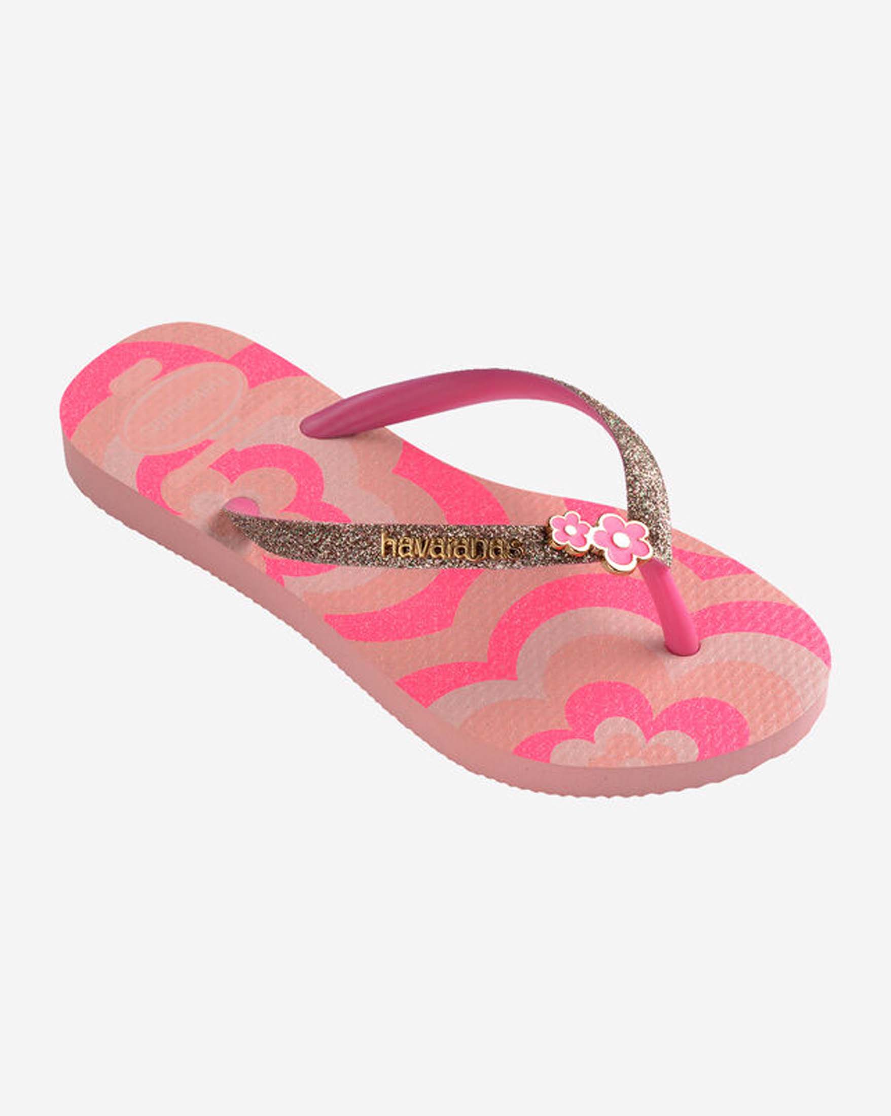 Havaianas Kids Slim rosa con fantasia fiori e fascetta glitterata image