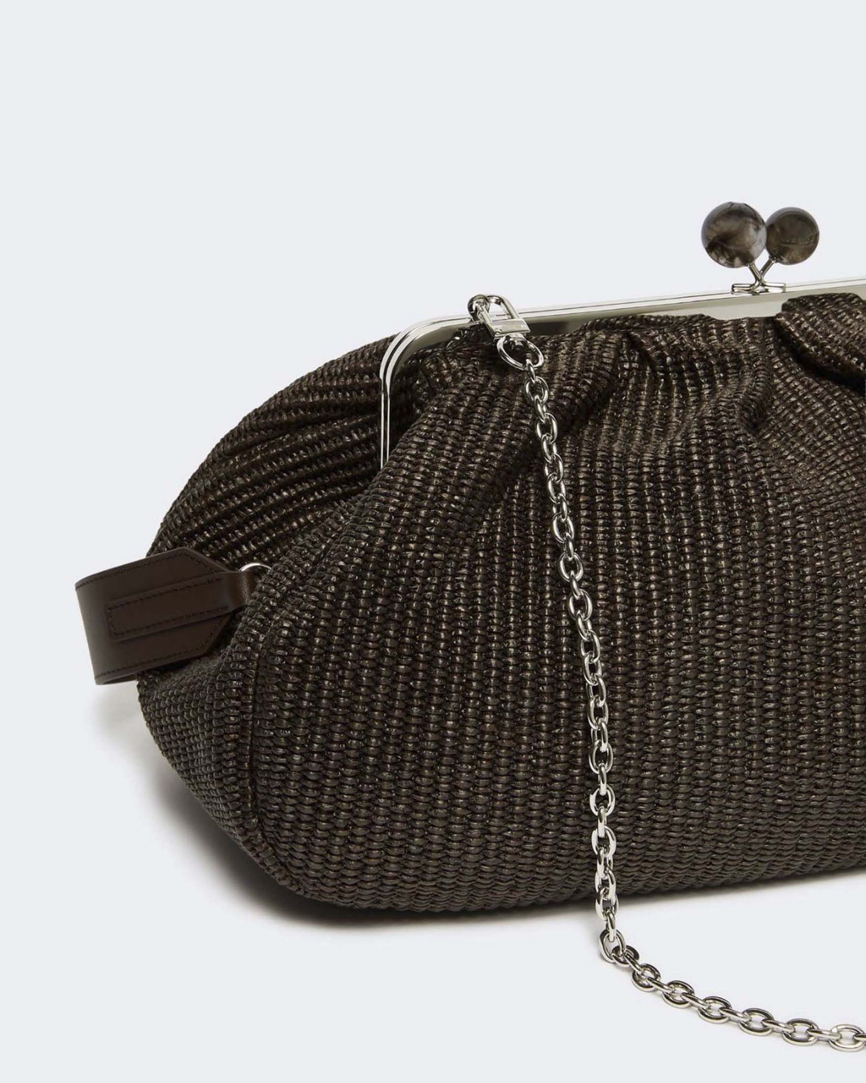 Pasticcino Bag Large Weekend Max Mara testa di moro in rafia condoppia tracolla removibile image