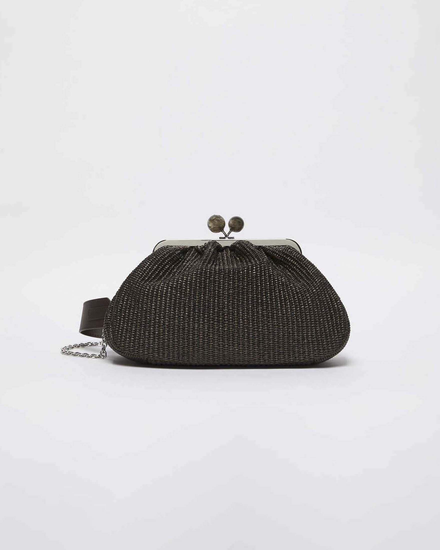 Pasticcino Bag Medium Weekend Max Mara militare in rafia con doppia tracolla removibile