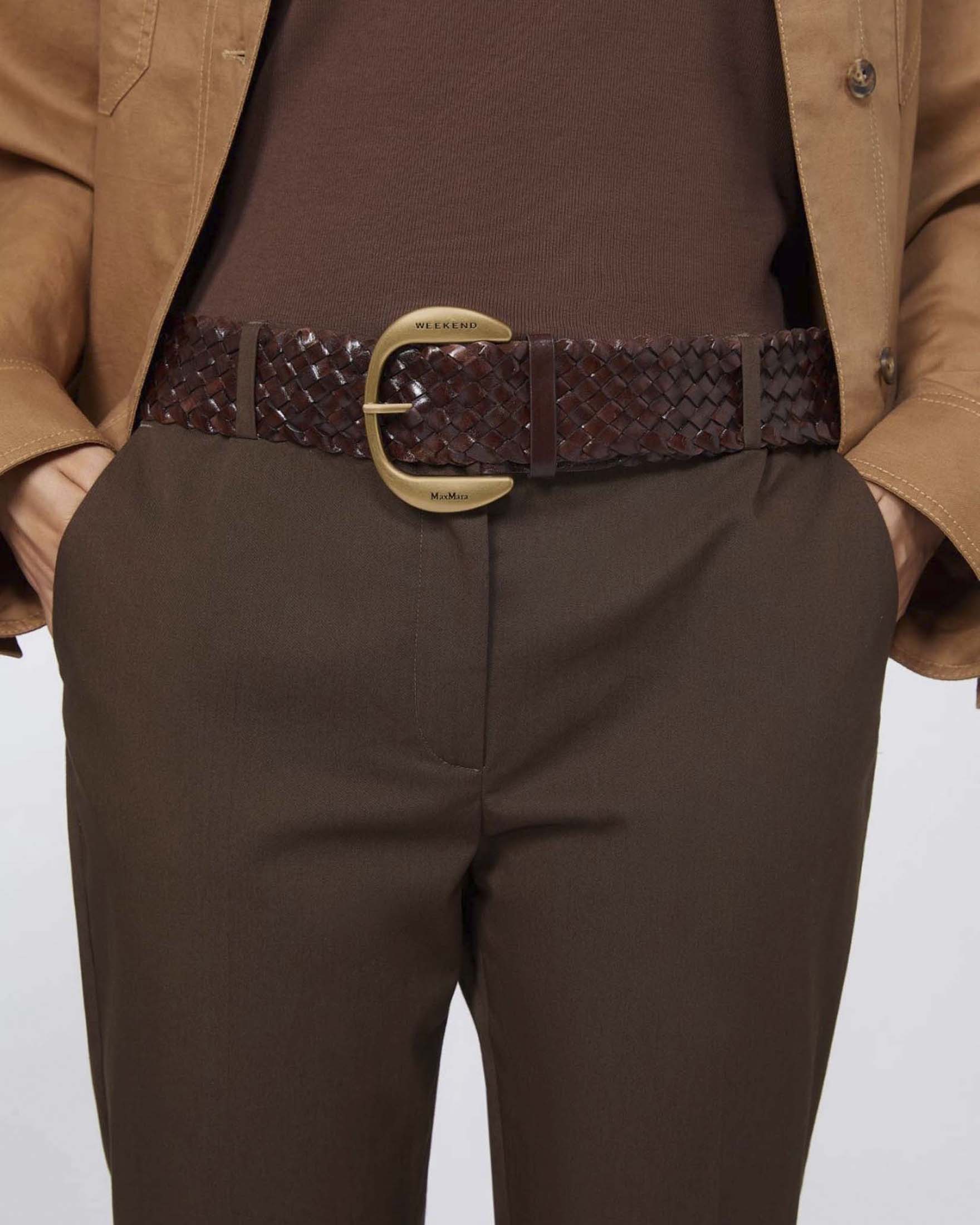 Cintura alta Weeken Max Mara in cuoio intrecciato con fibbia logata