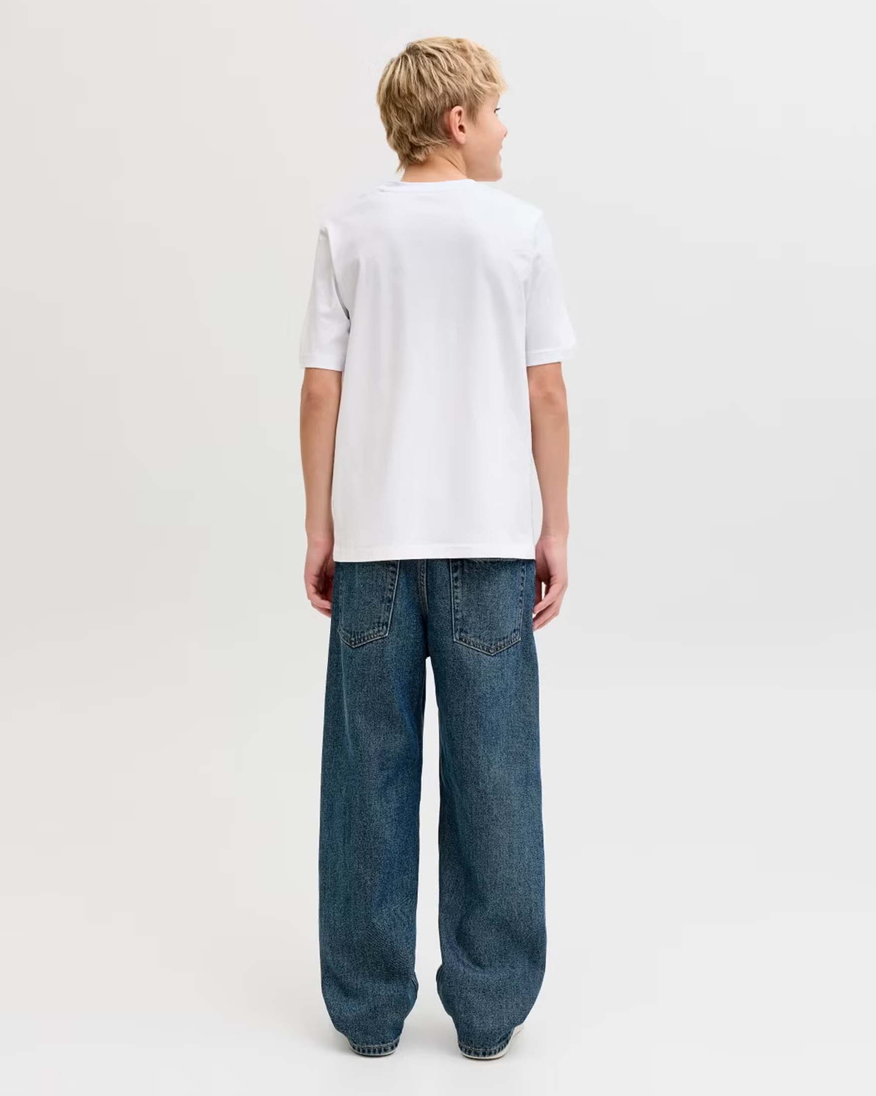 T-shirt Jack & Jones bianca in puro cotone con scritta logo tropicale image