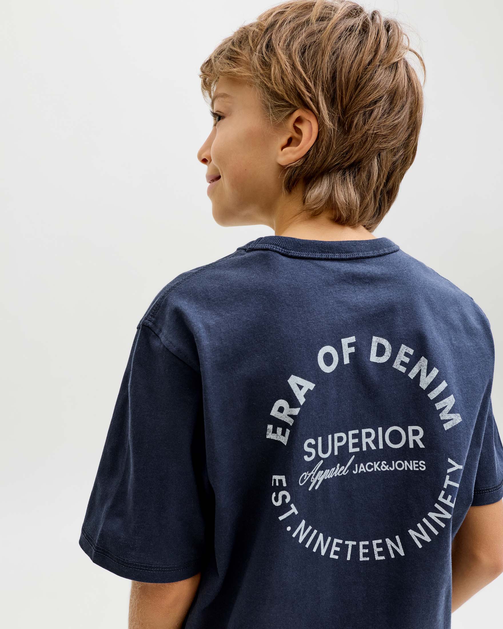 T-shirt Jack & Jones blu in puro cotone con scritta Era of denim image