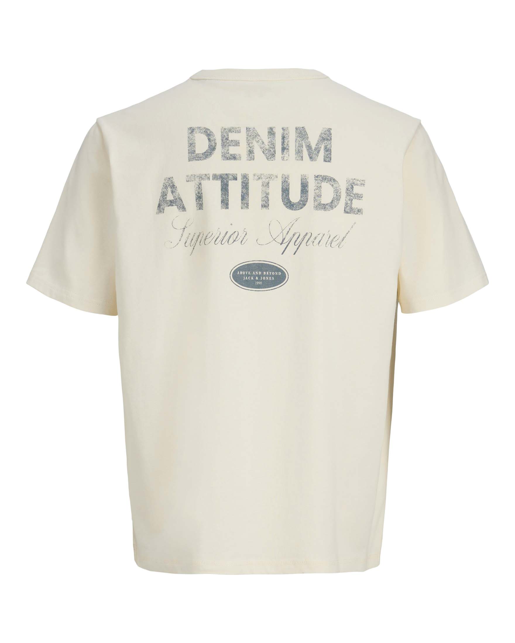 T-shirt Jack & Jones avorio in puro cotone con scritta Denim Attitude image