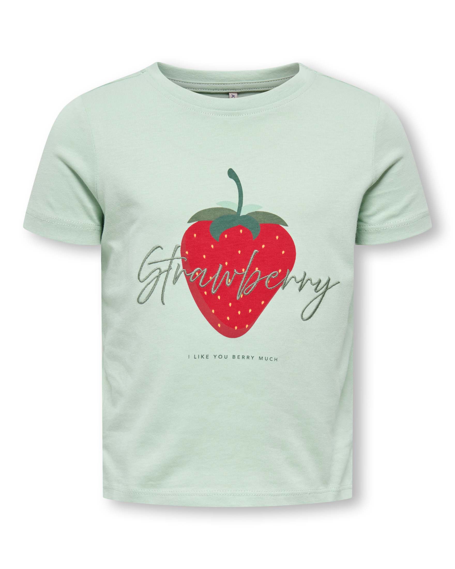 T-shirt Kids Only verde acqua in cotone con stampa fragola