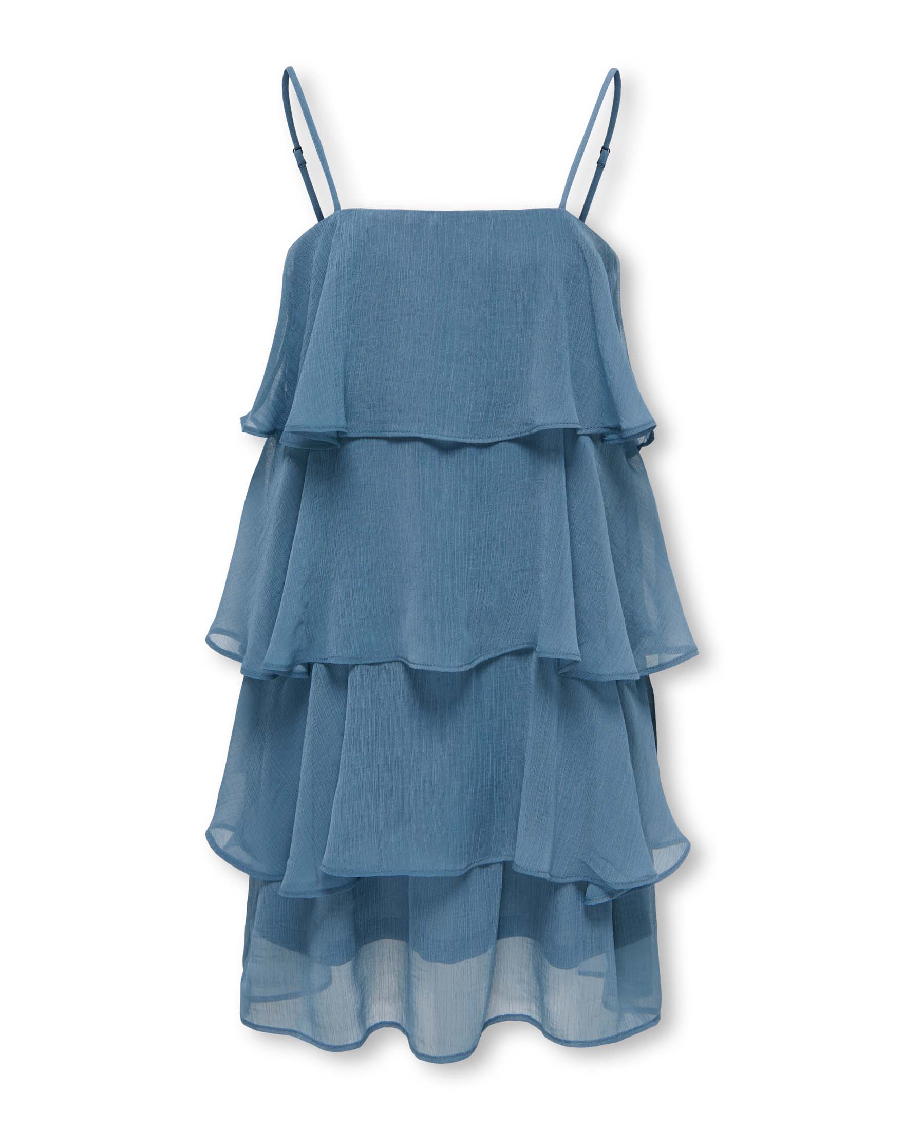 Abito Kids Only color avio a balze con spalline sottili