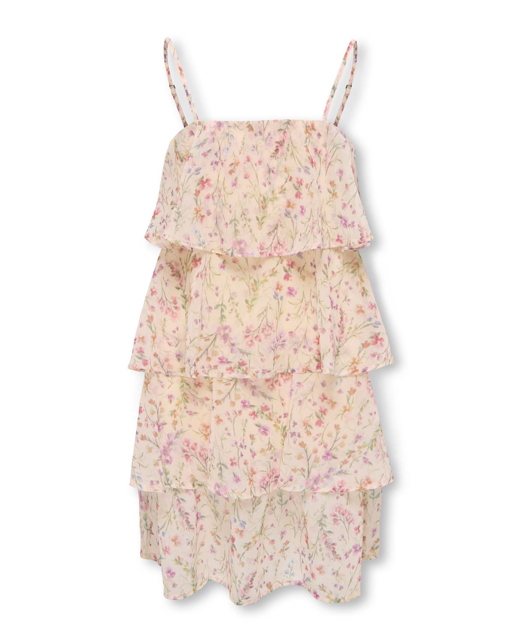 Abito Kids Only avorio a balze con fantasia fiorellini multicolor