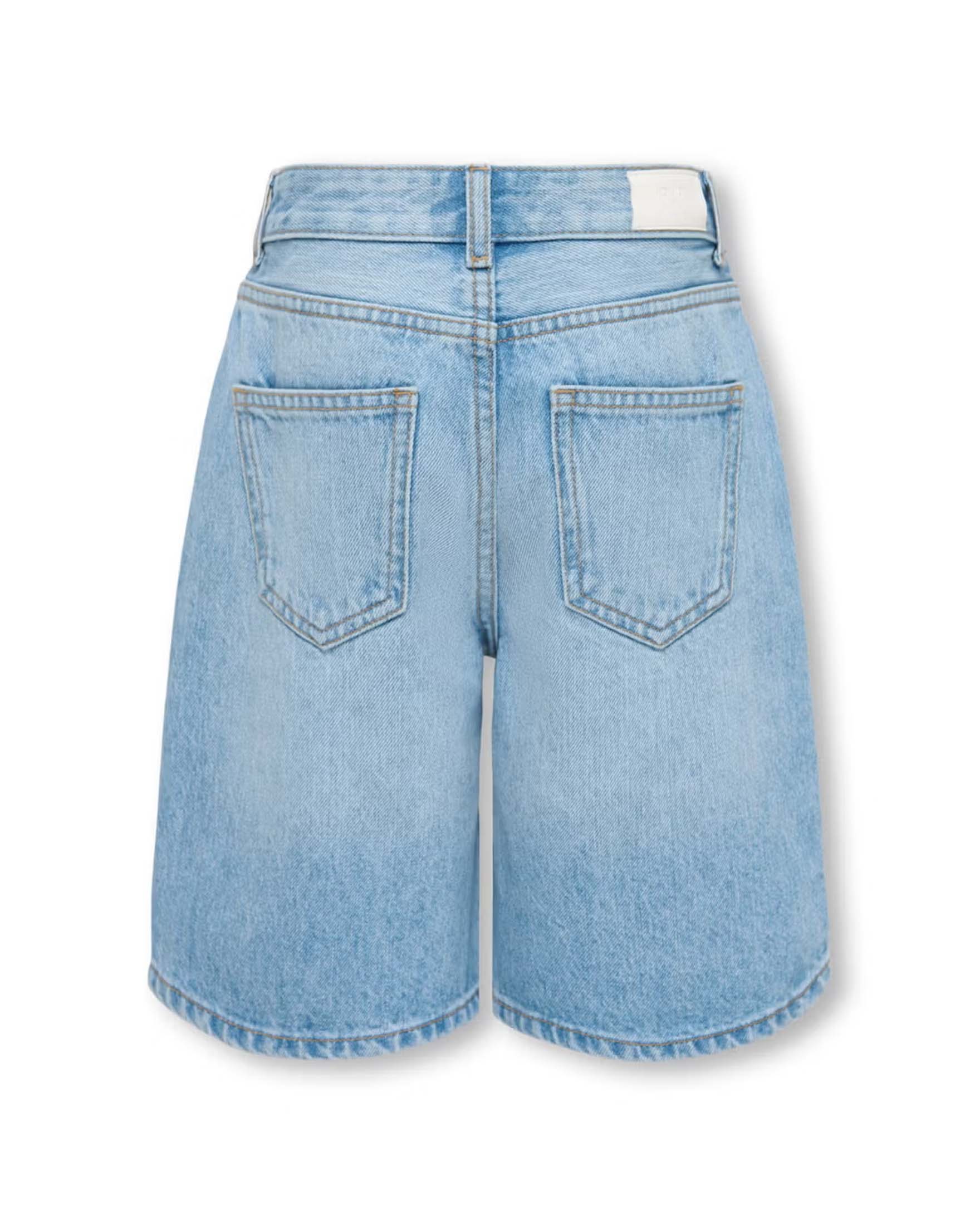 Jorts wide leg Kids Only in denim lavaggio chiaro stone washed con strass image