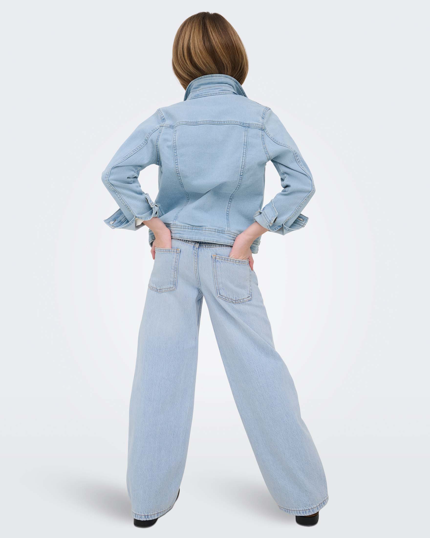 Jeans wide leg Kids Only lavaggio chiaro stone washed e baffature image