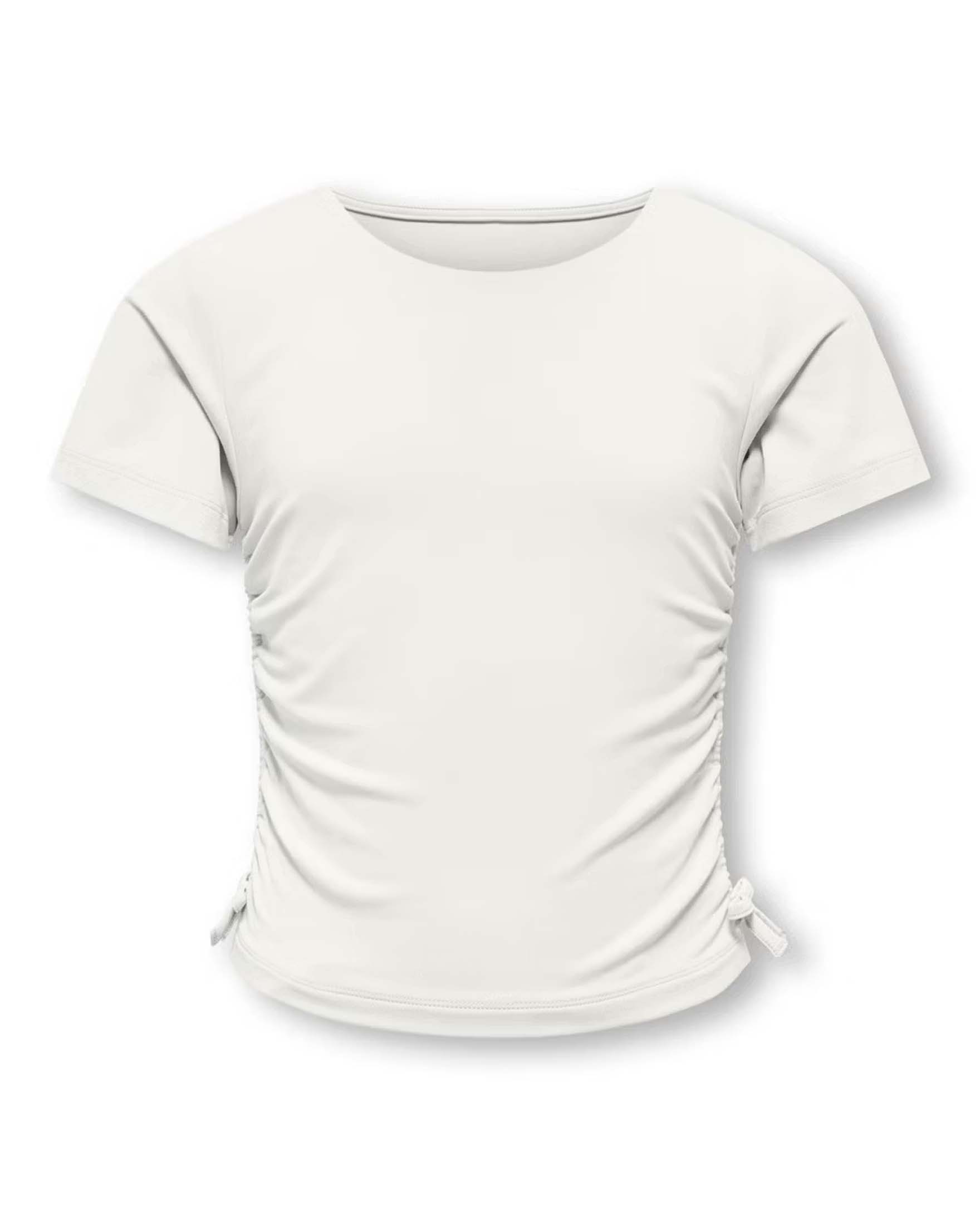 T-shirt bianca Kids Only in cotone stretch con arricciatura