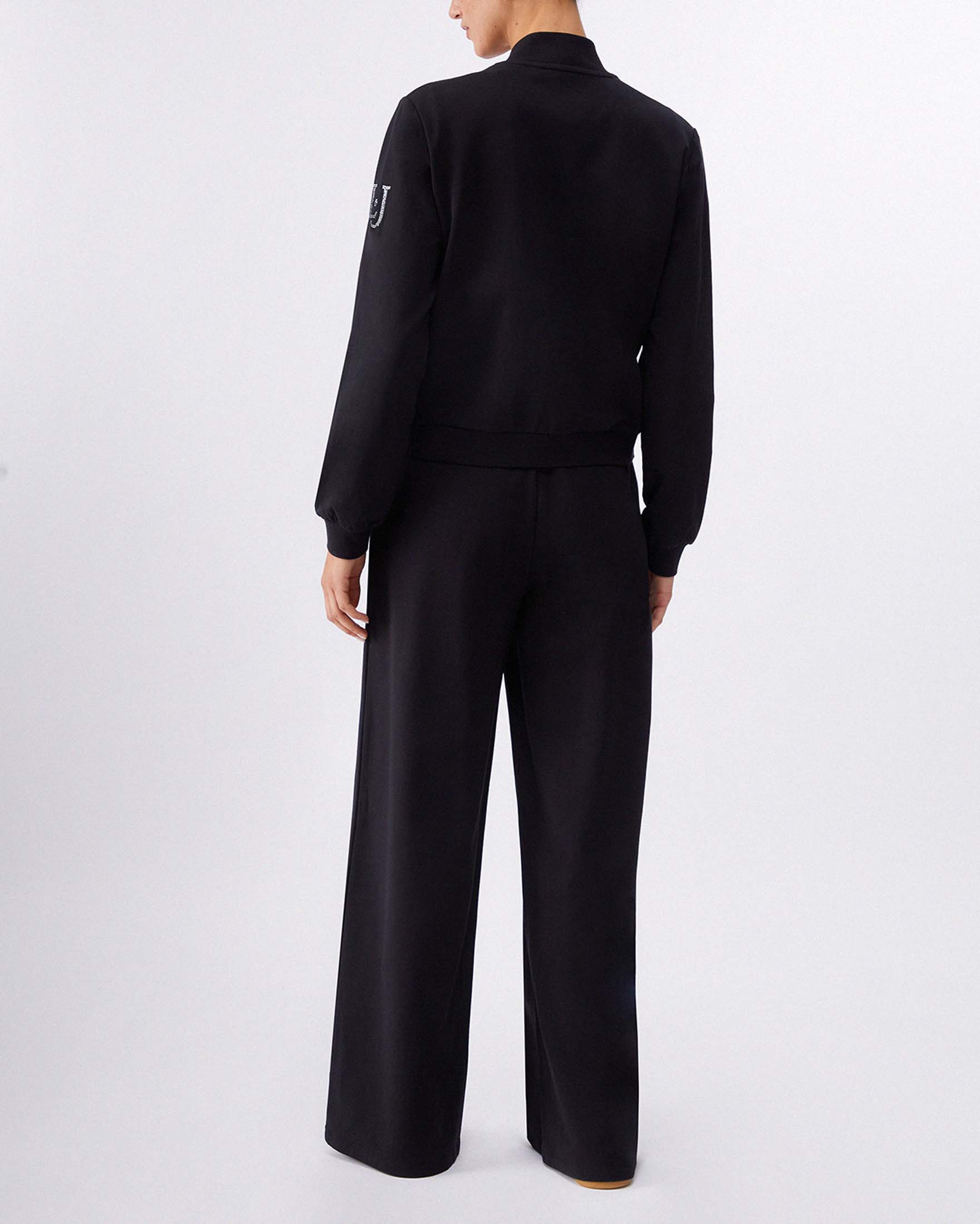 Pantaloni a palazzo Liu Jo Sport neri in felpa di cotone stretch con vita elastica e tasche image