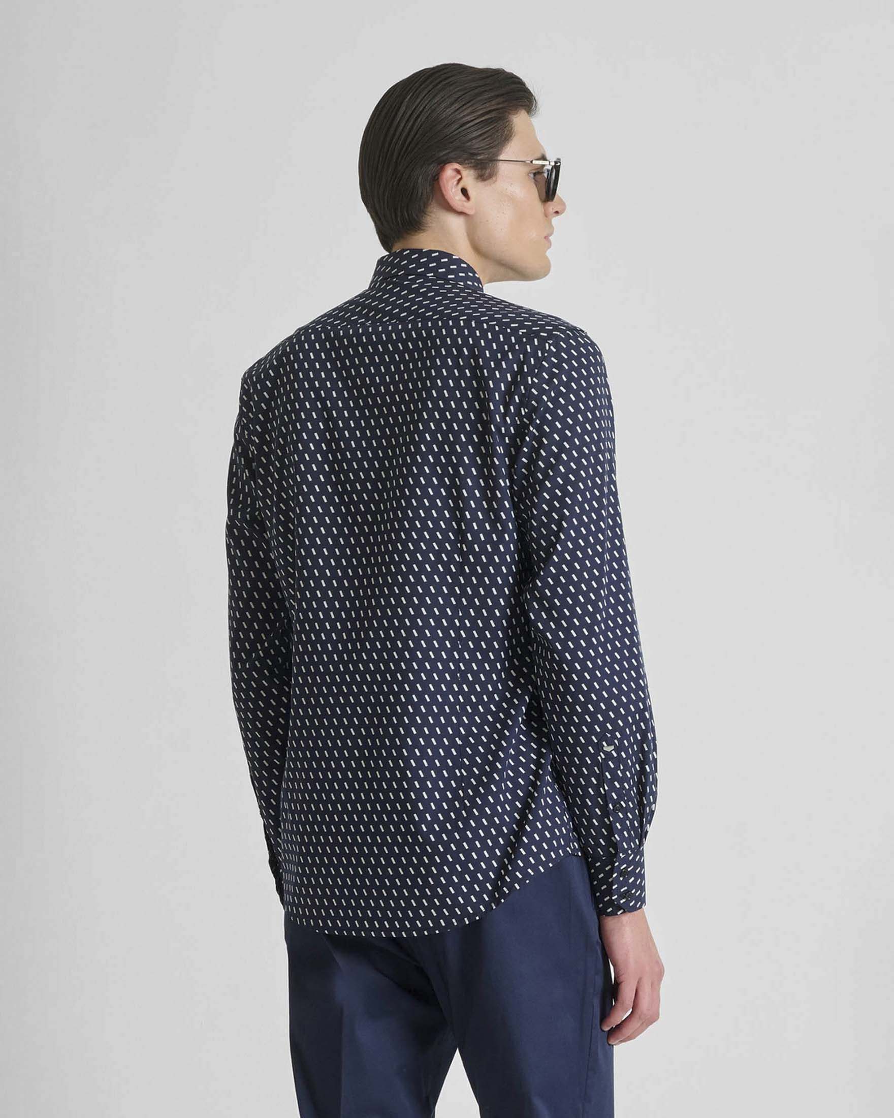 Camicia Antony Morato blu in misto cotone con stampa geometrica image