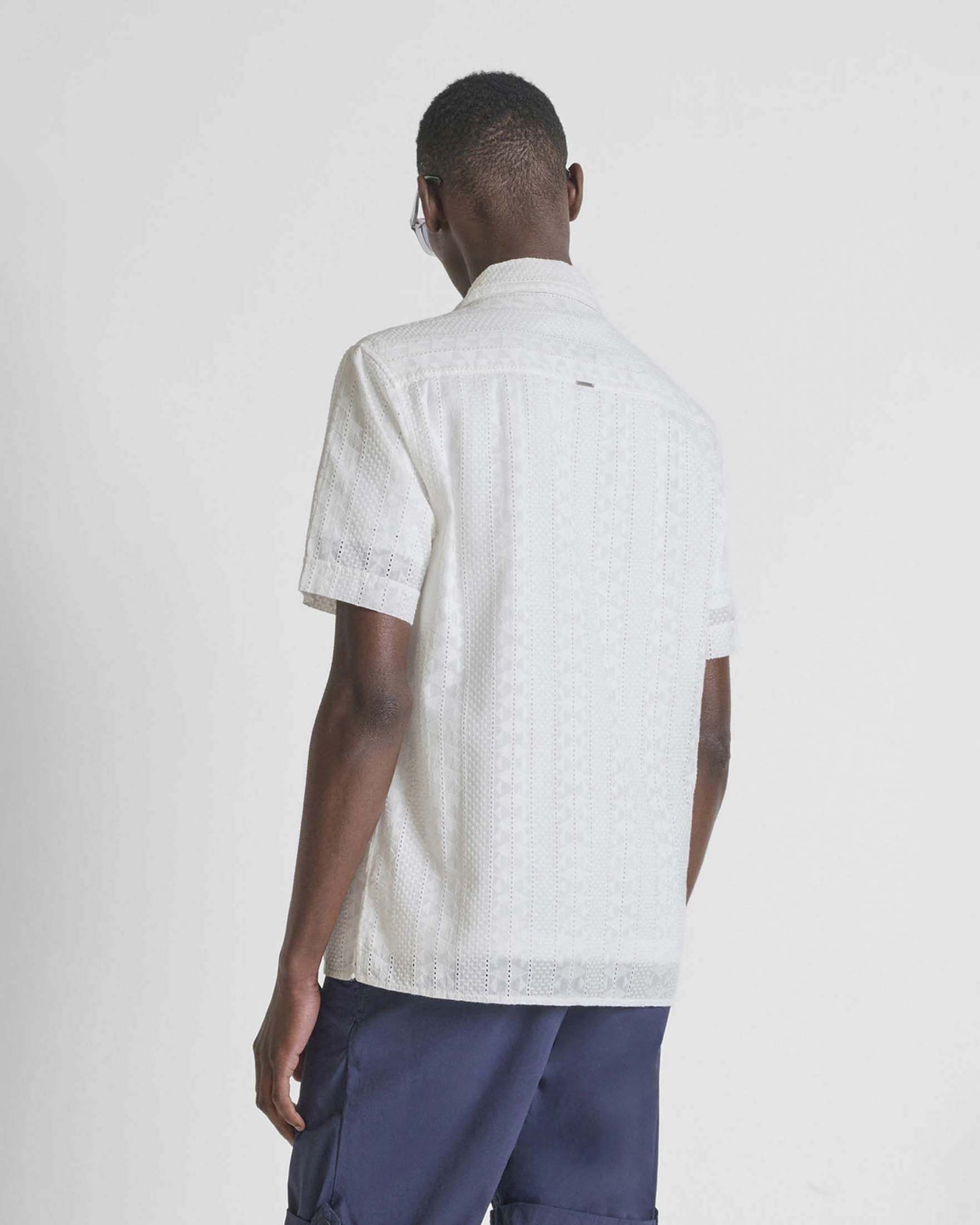Camicia mezza manica Antony Morato bianca in cotone con colletto bowling image