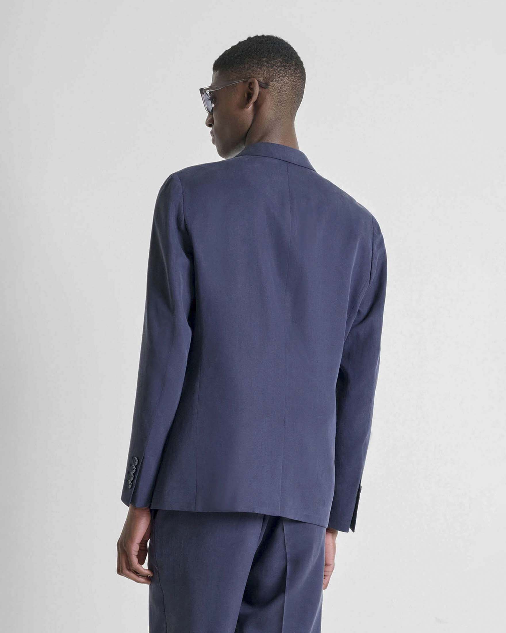 Blazer Antony Morato blu in misto lyocell e lino monopetto image