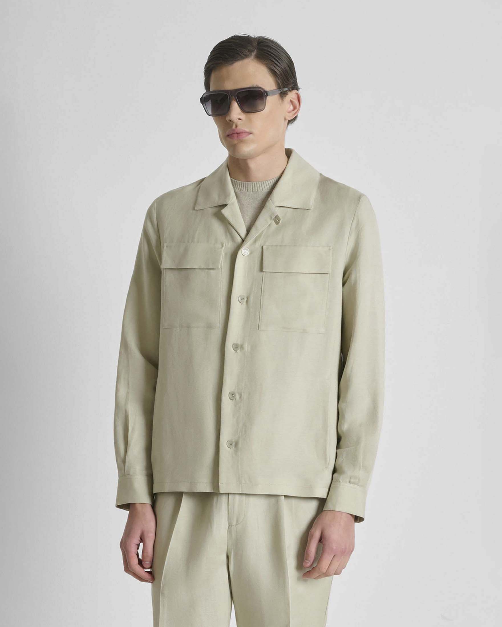 Overshirt Antony Morato sabbia in misto lino