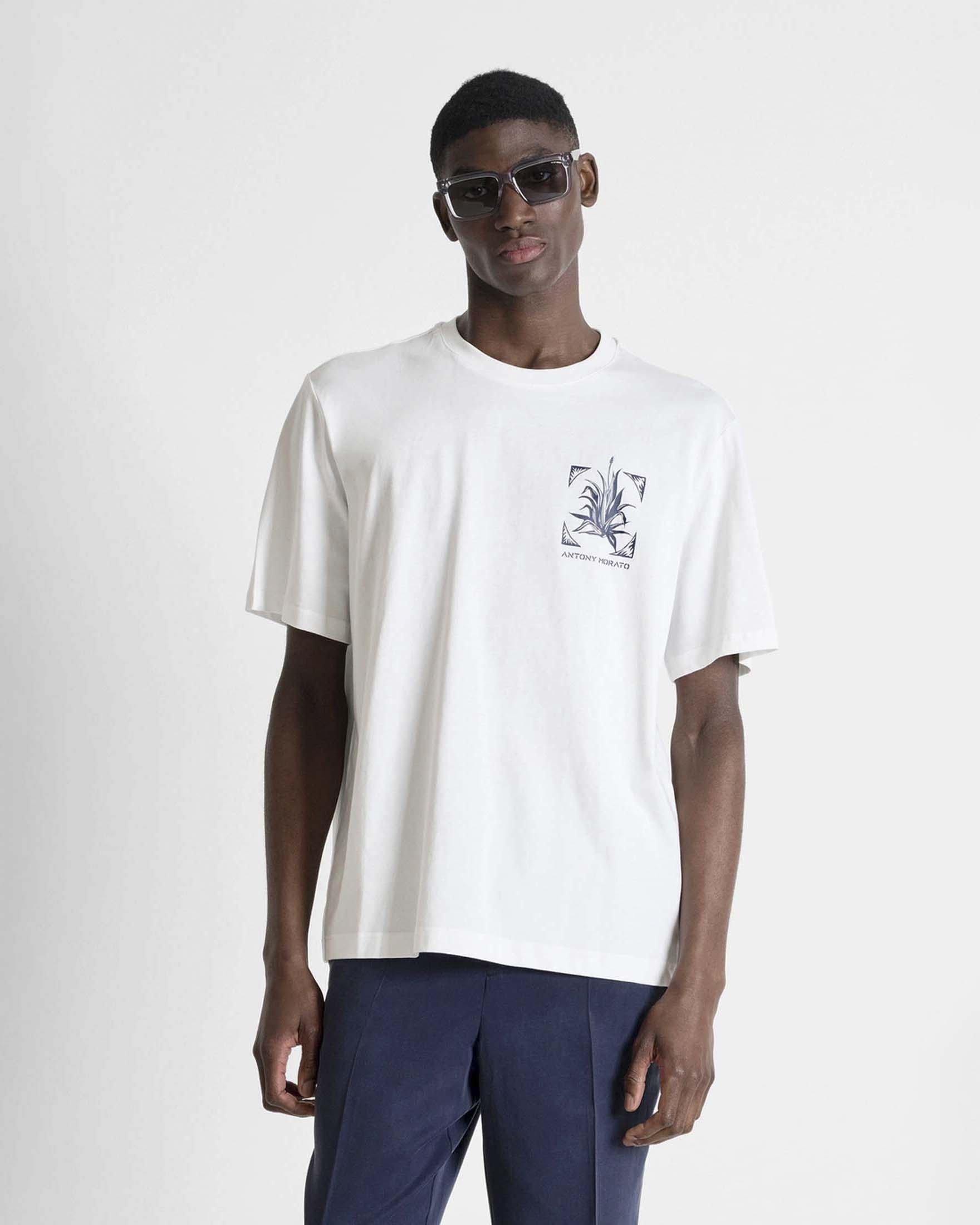 T-shirt mezza manica Antony Morato bianca in cotone con stampa fronte e retro