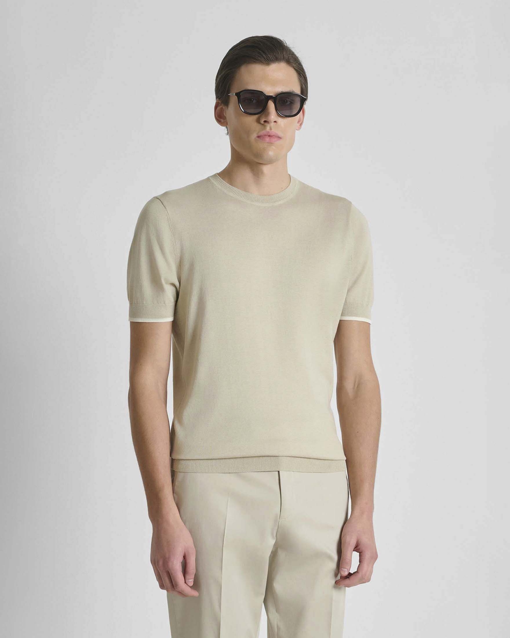T-shirt girocollo Antony Morato sabbia in maglia di cotone