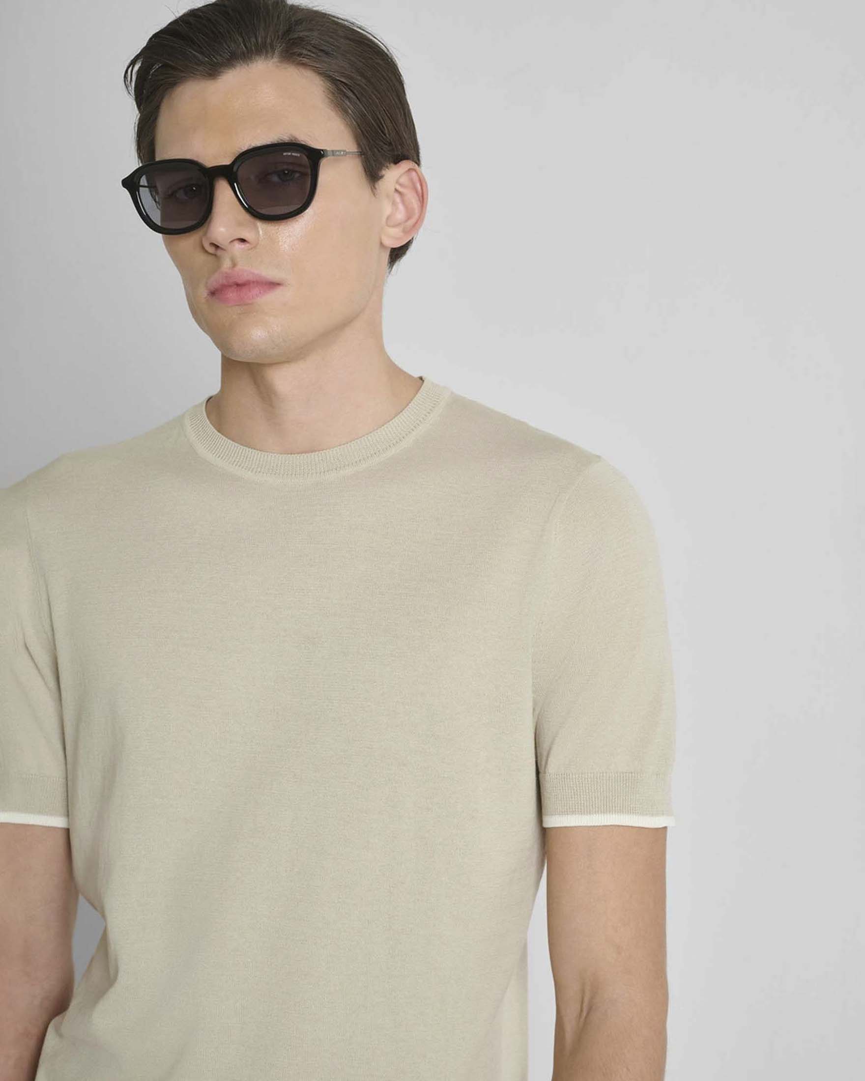 T-shirt girocollo Antony Morato sabbia in maglia di cotone