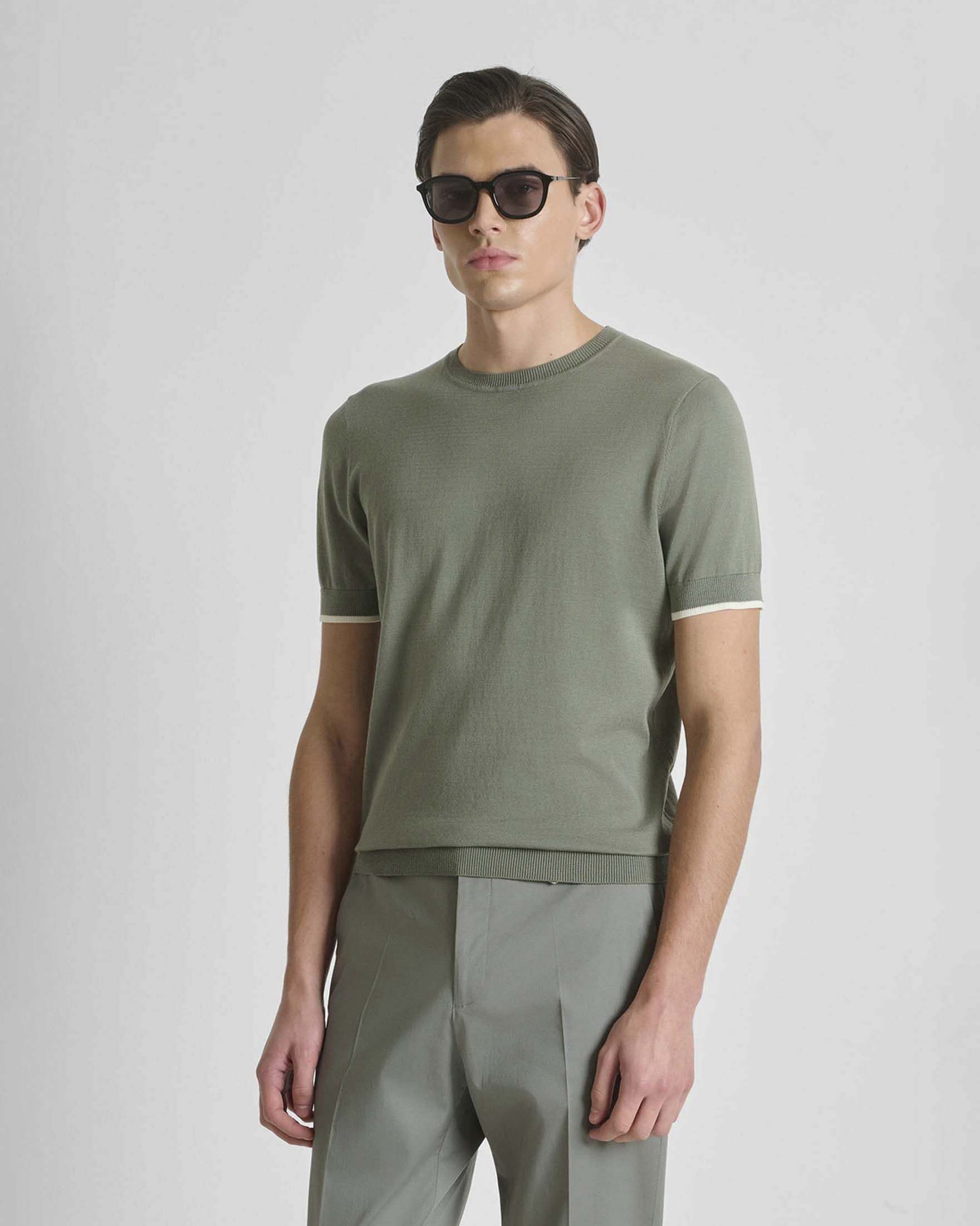 T-shirt girocollo Antony Morato salvia in maglia di cotone