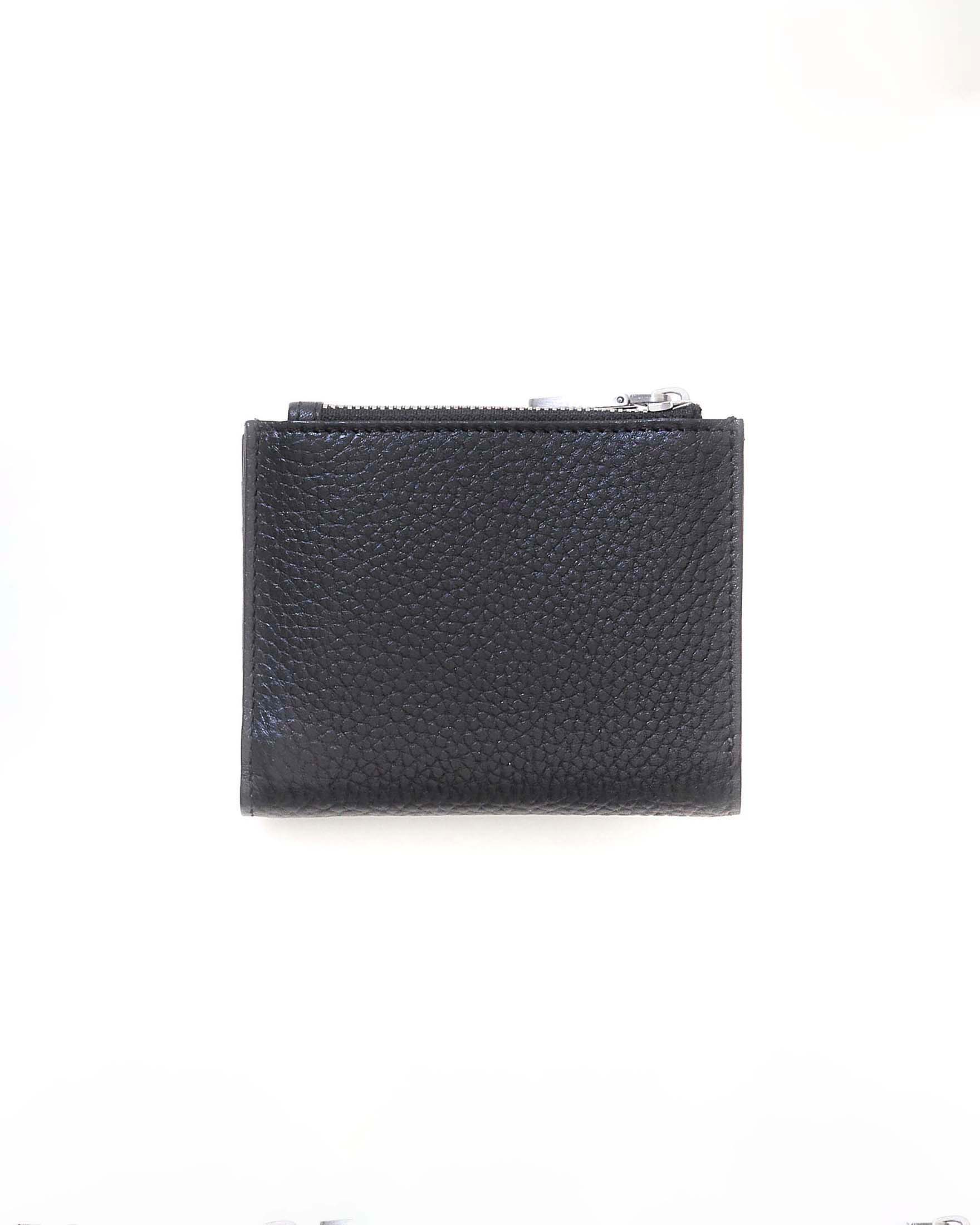 Portafoglio Guess nero in pelle martellata con logo a triangolo e zip image