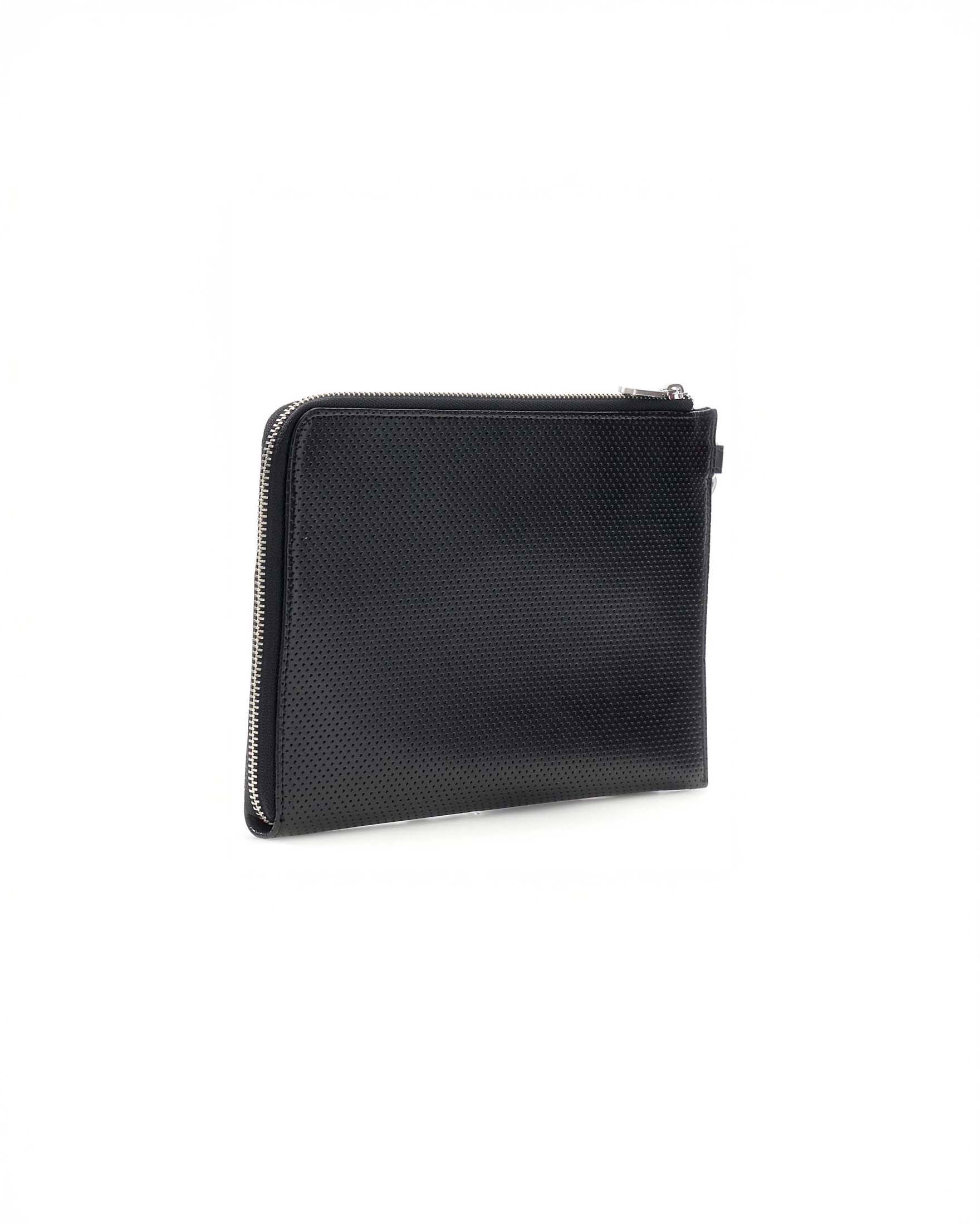 Pochette Guess nera in similpelle traforata con logo metallico image