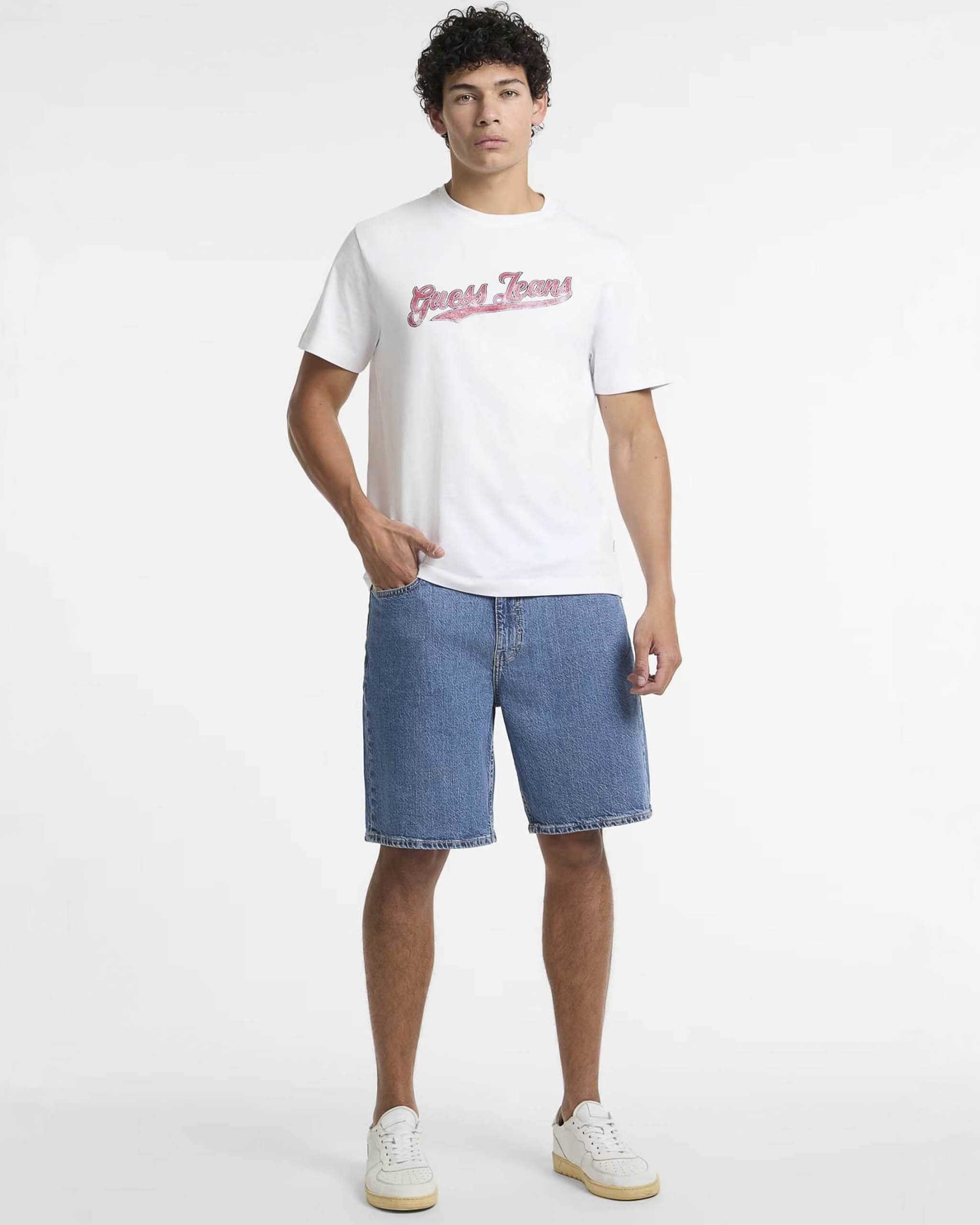 Bermuda Guess Jeans lavaggio medio in denim di cotone stretch