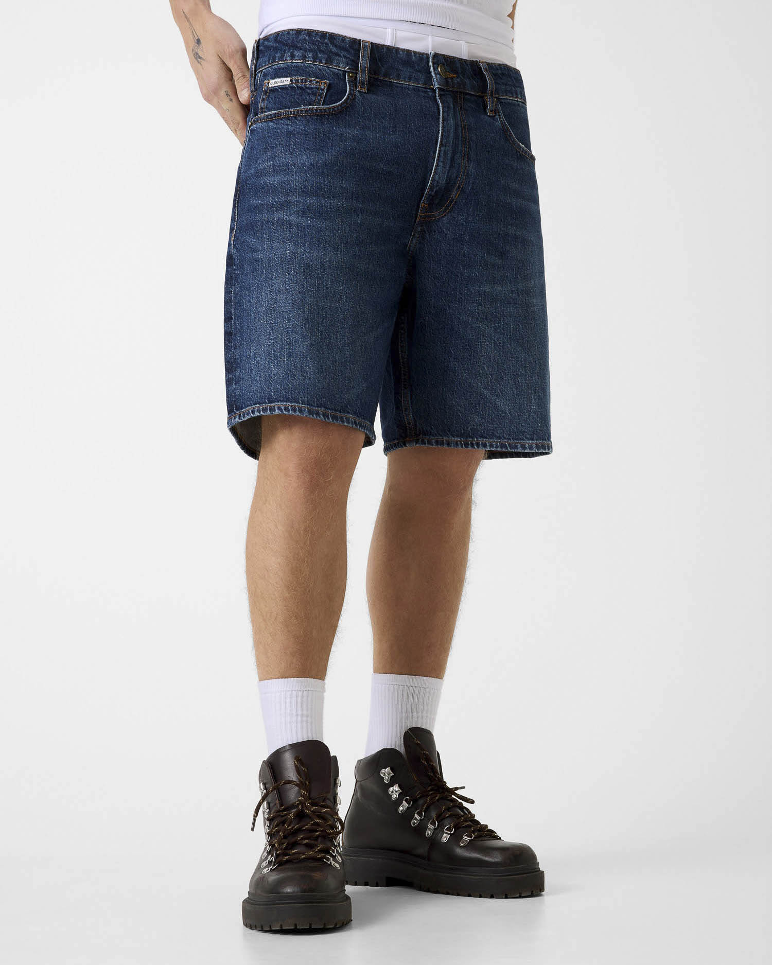Bermuda in denim Jeans lavaggio scuro in cotone stretch
