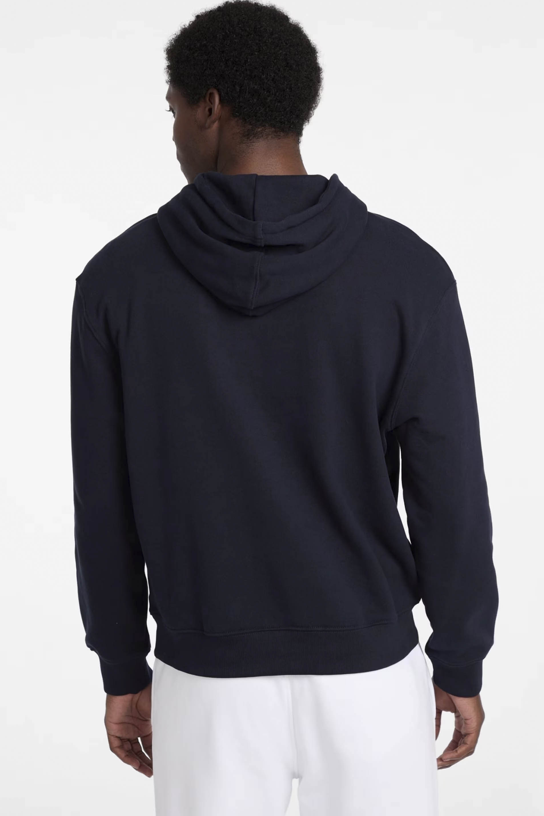 Felpa con cappuccio Guess Jeans nera in cotone con logo ricamato image