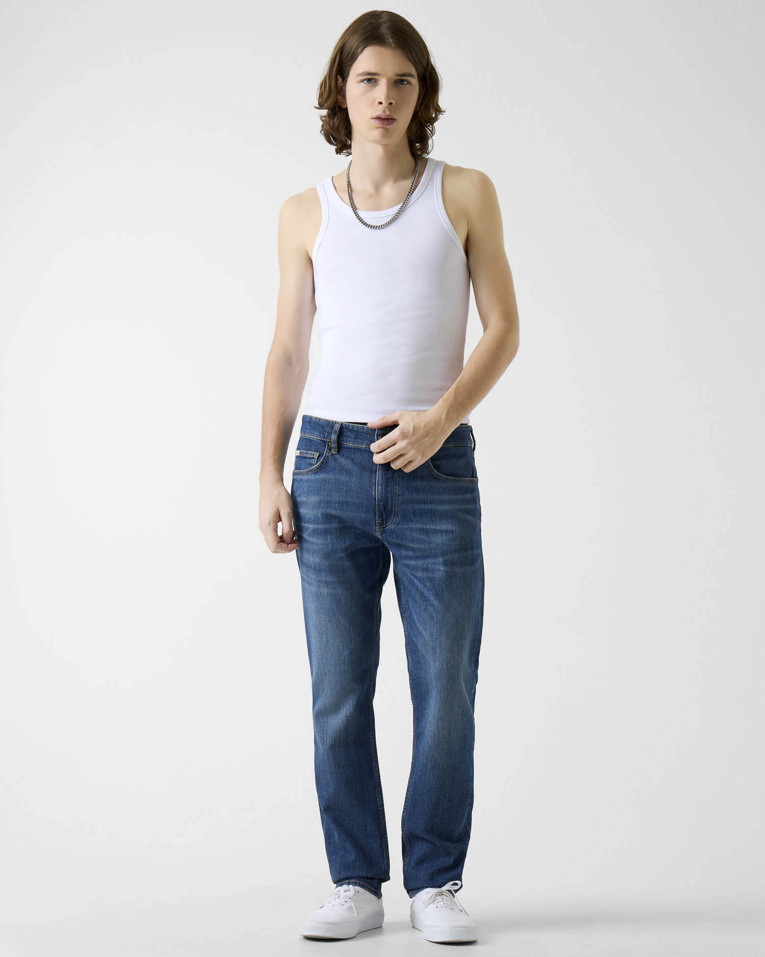 Jeans slim Guess Jeans lavaggio medio in misto cotone con logo