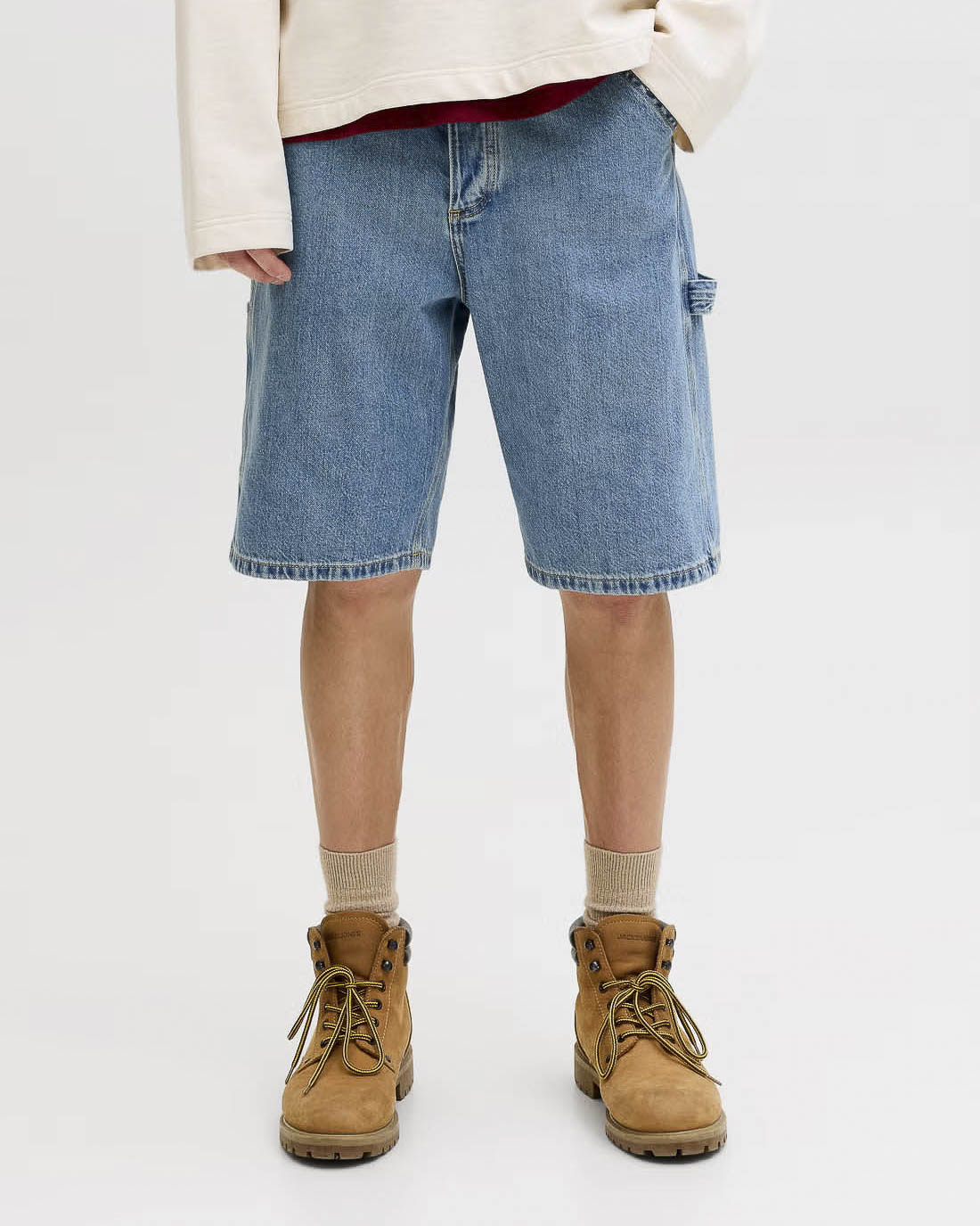 Bermuda carpenter lavaggio chiaro in denim di cotone