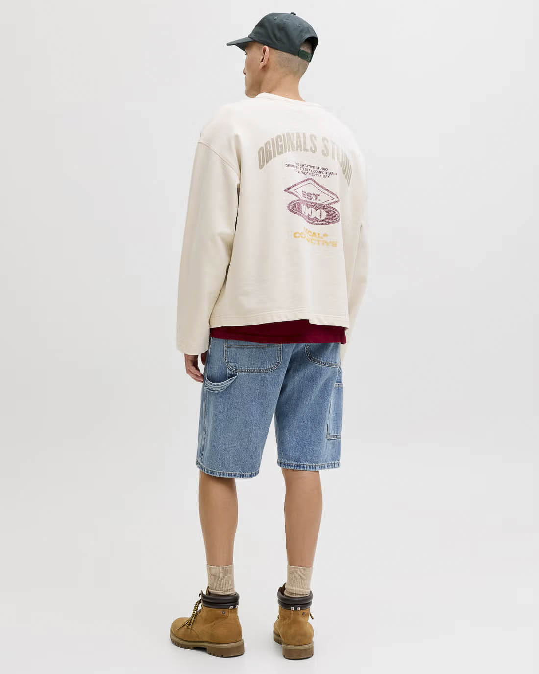 Bermuda carpenter Jack & Jones lavaggio chiaro in denim di cotone image