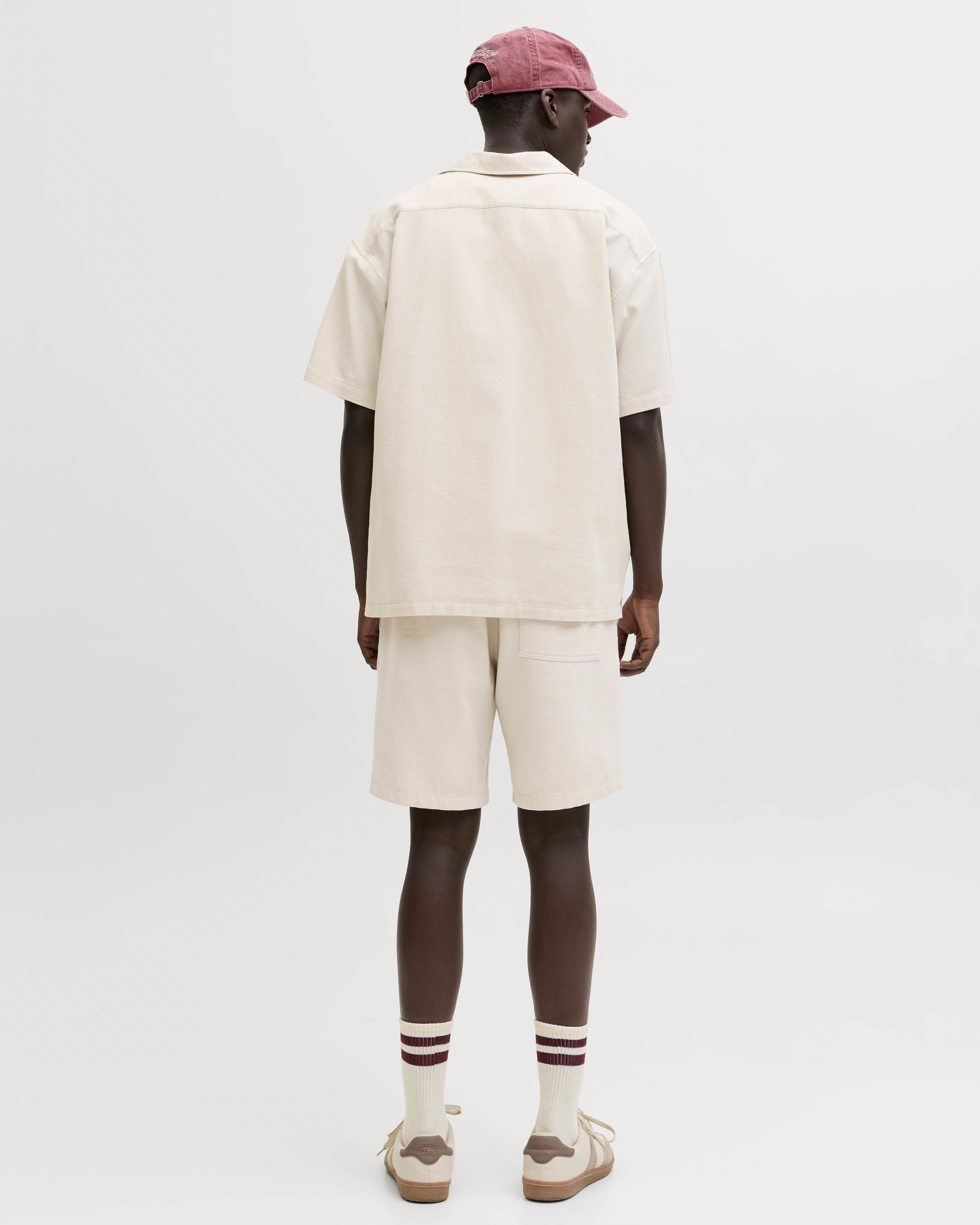 Bermuda Jack & Jones avorio in felpa di cotone a nido d'ape con coulisse image