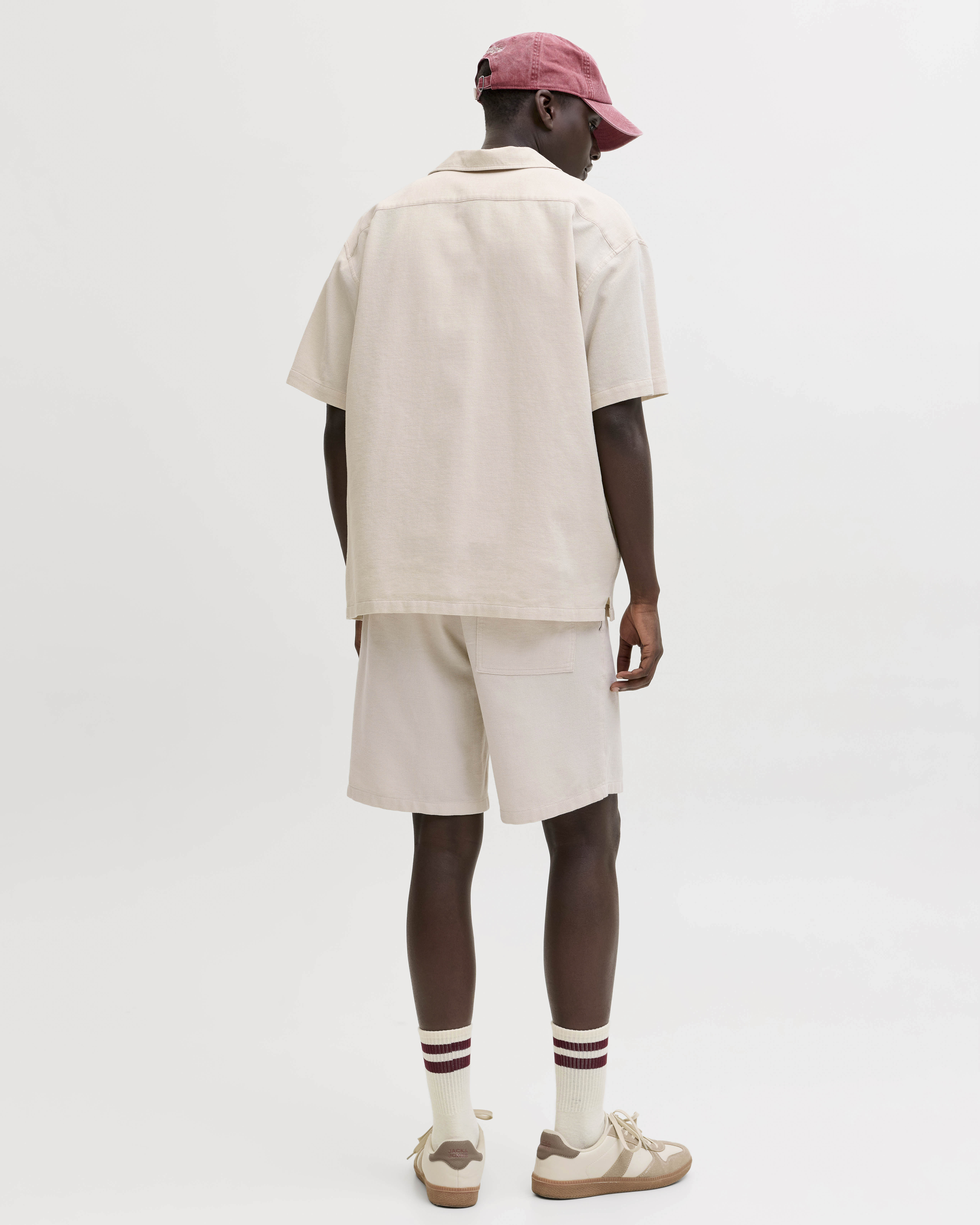 Camicia mezza manica Jack & Jones avorio in cotone a nido d'ape image