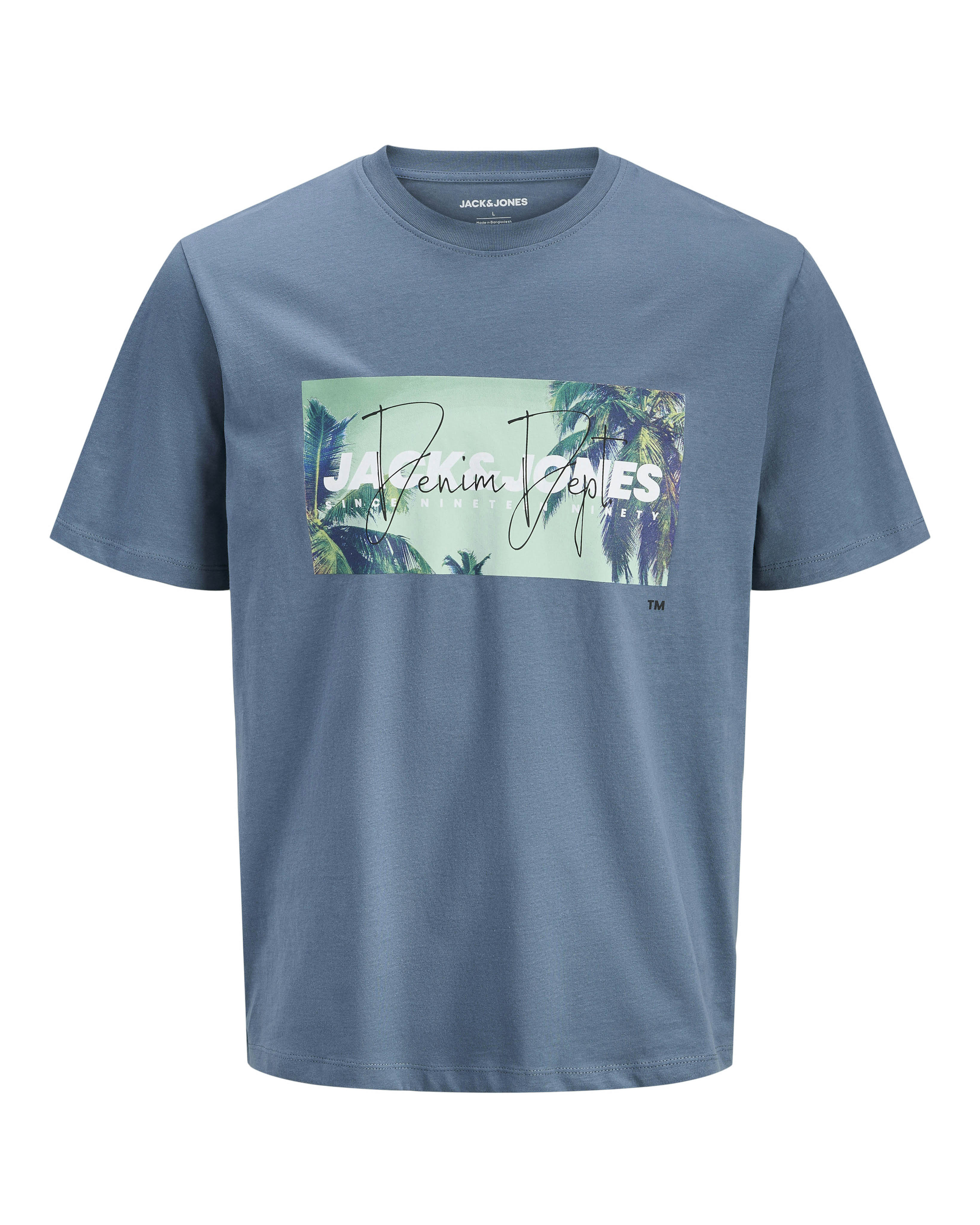 T-shirt Jack & Jones avio in cotone con stampa logo floreale