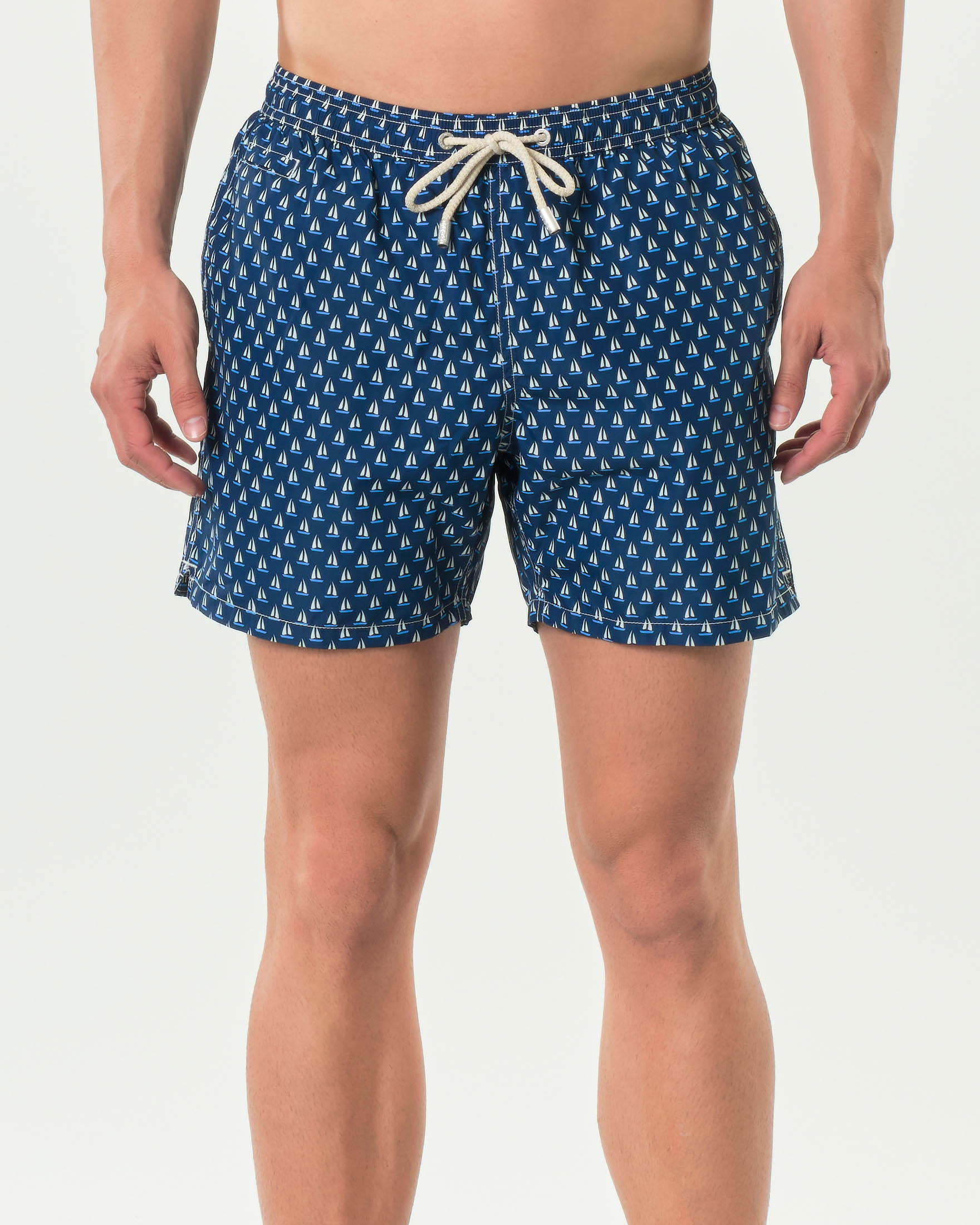 Boxer mare blu con stampa barche a vela