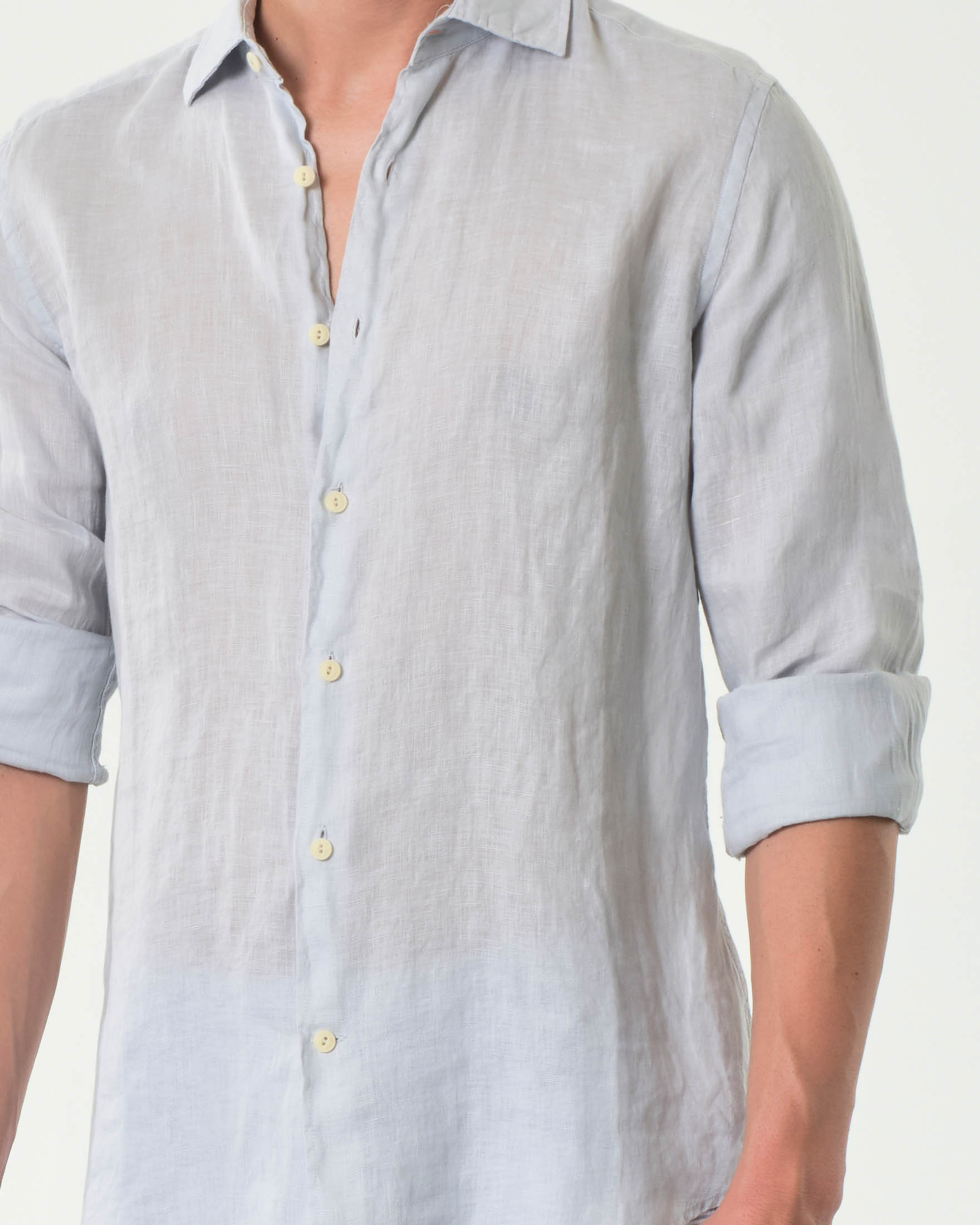 Camicia grigia MC2 Saint Barth in puro lino con collo alla francese image