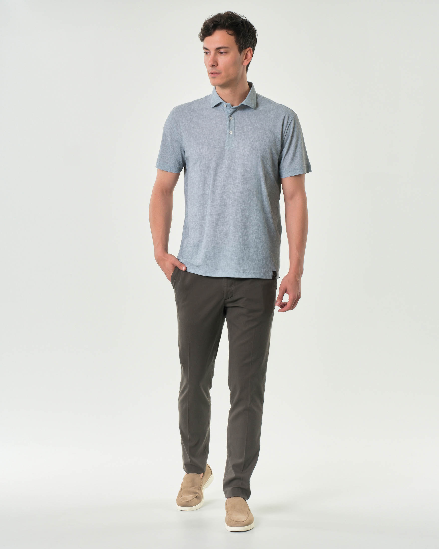 Pantaloni Michael Coal chino Brad marroni in micro armatura di cotone stretch