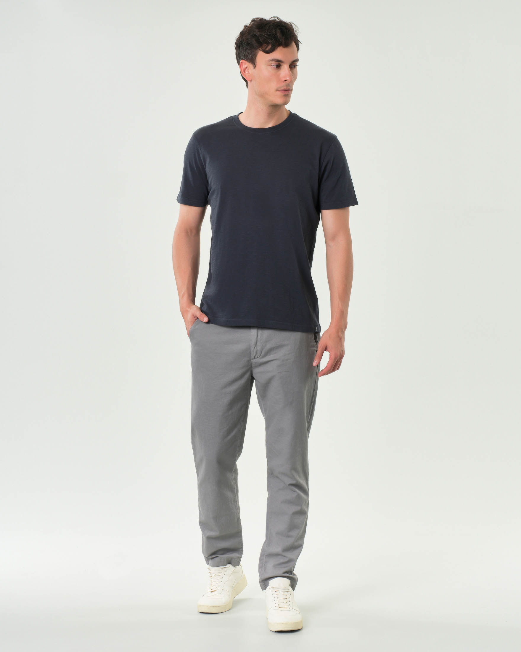 Pantalone chino My Stuff grigio in misto cotone e lyocell stretch