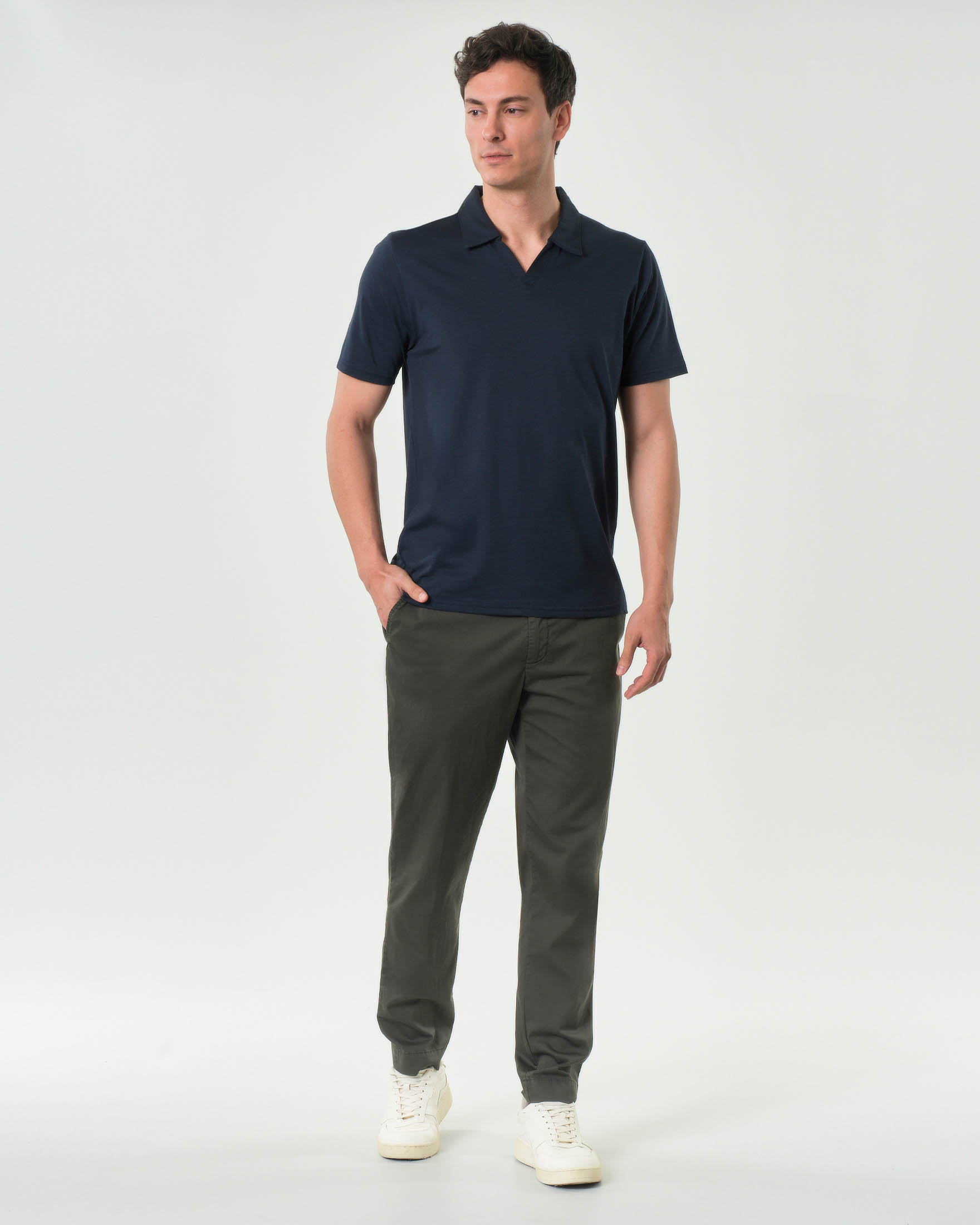 Polo Paul Baker blu in misto cotone e modal con colletto bowling image