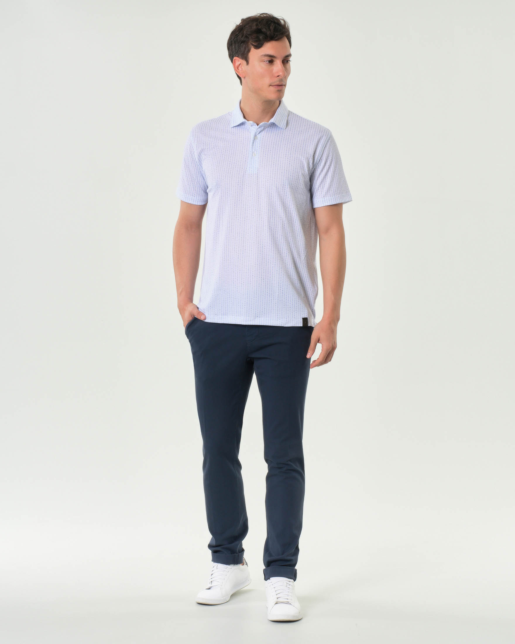Pantalone chino Powell Levanto blu in gabardina di cotone stretch
