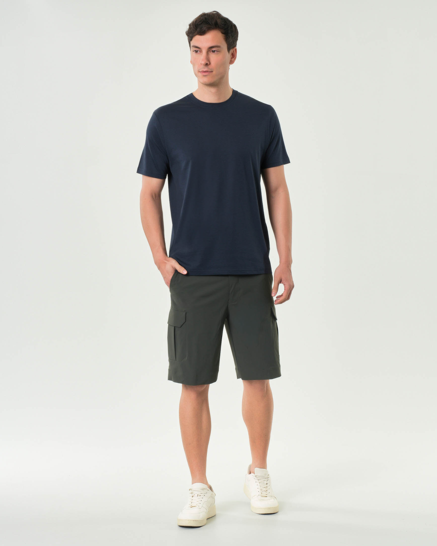 Bermuda Surflex Cargo verde militare in tessuto tecnico stretch