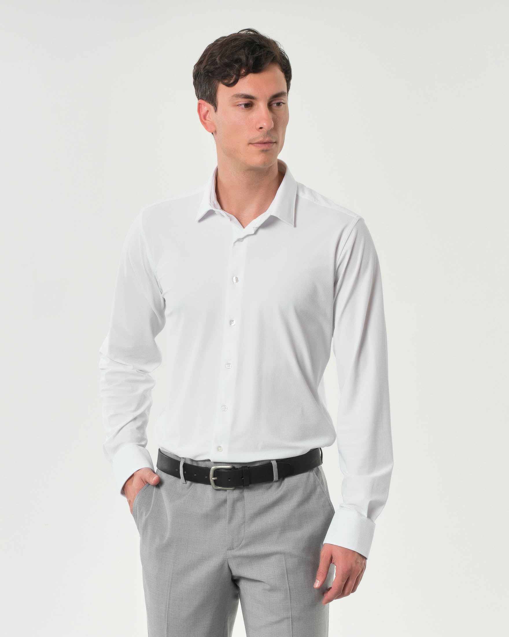 Camicia bianca R.R.D. in tessuto tecnico stretch micro armatura