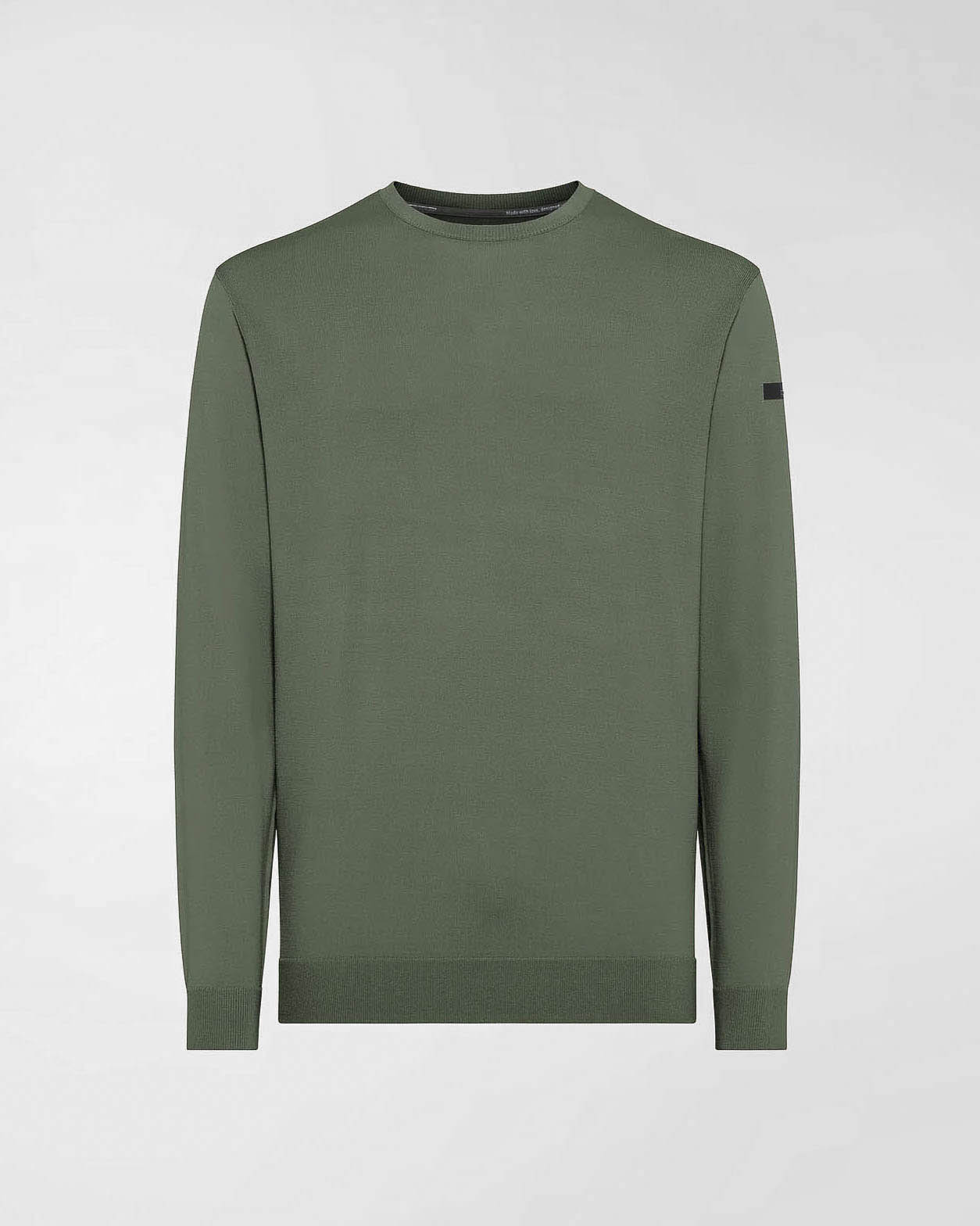 Maglia girocollo verde militare Maxell in filato tecnico di viscosa stretch