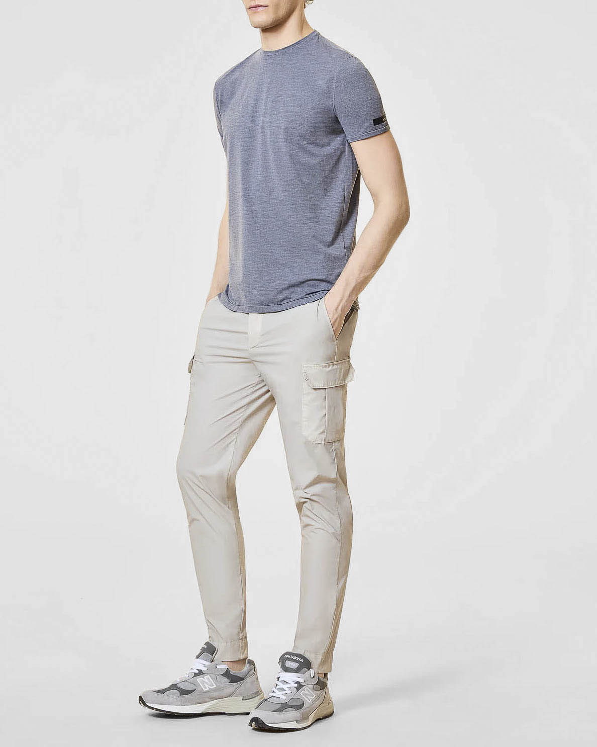 T-shirt R.R.D. grigia in oxford tecnico elasticizzato