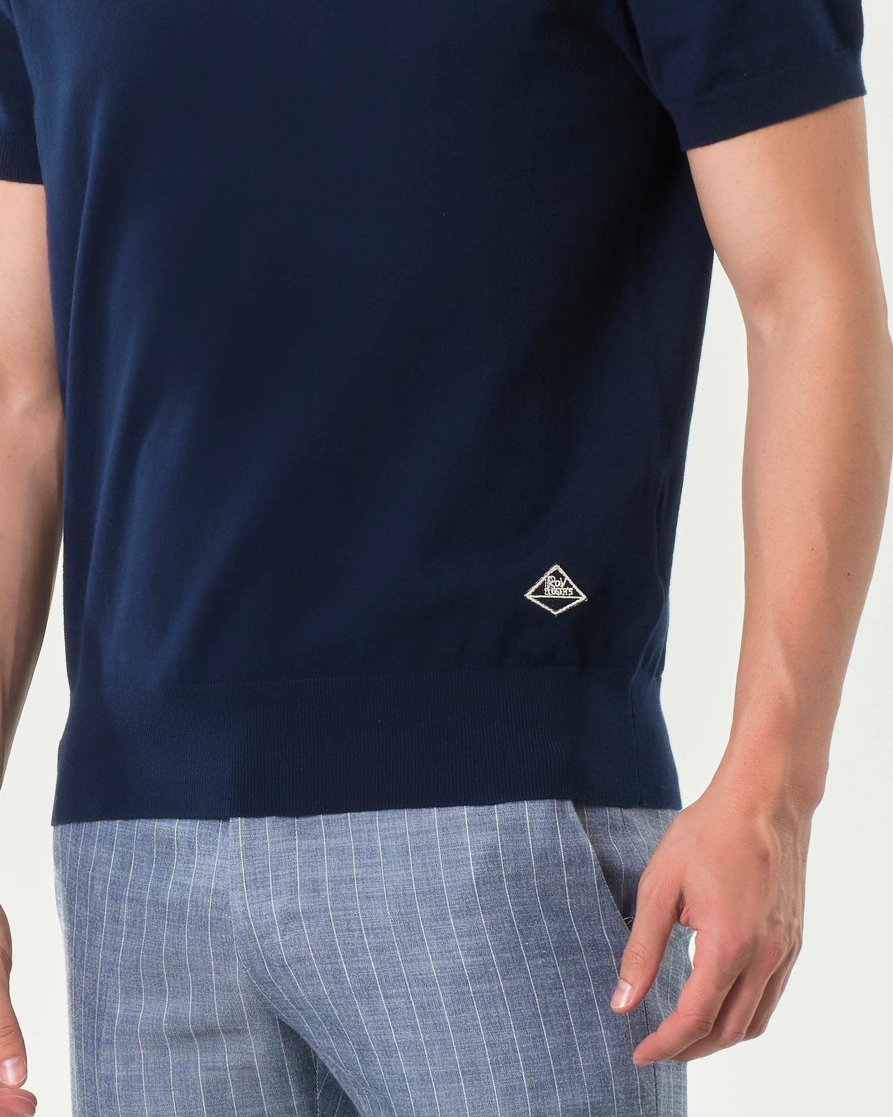 Polo Roy Roger's blu in puro cotone con colletto bowling image