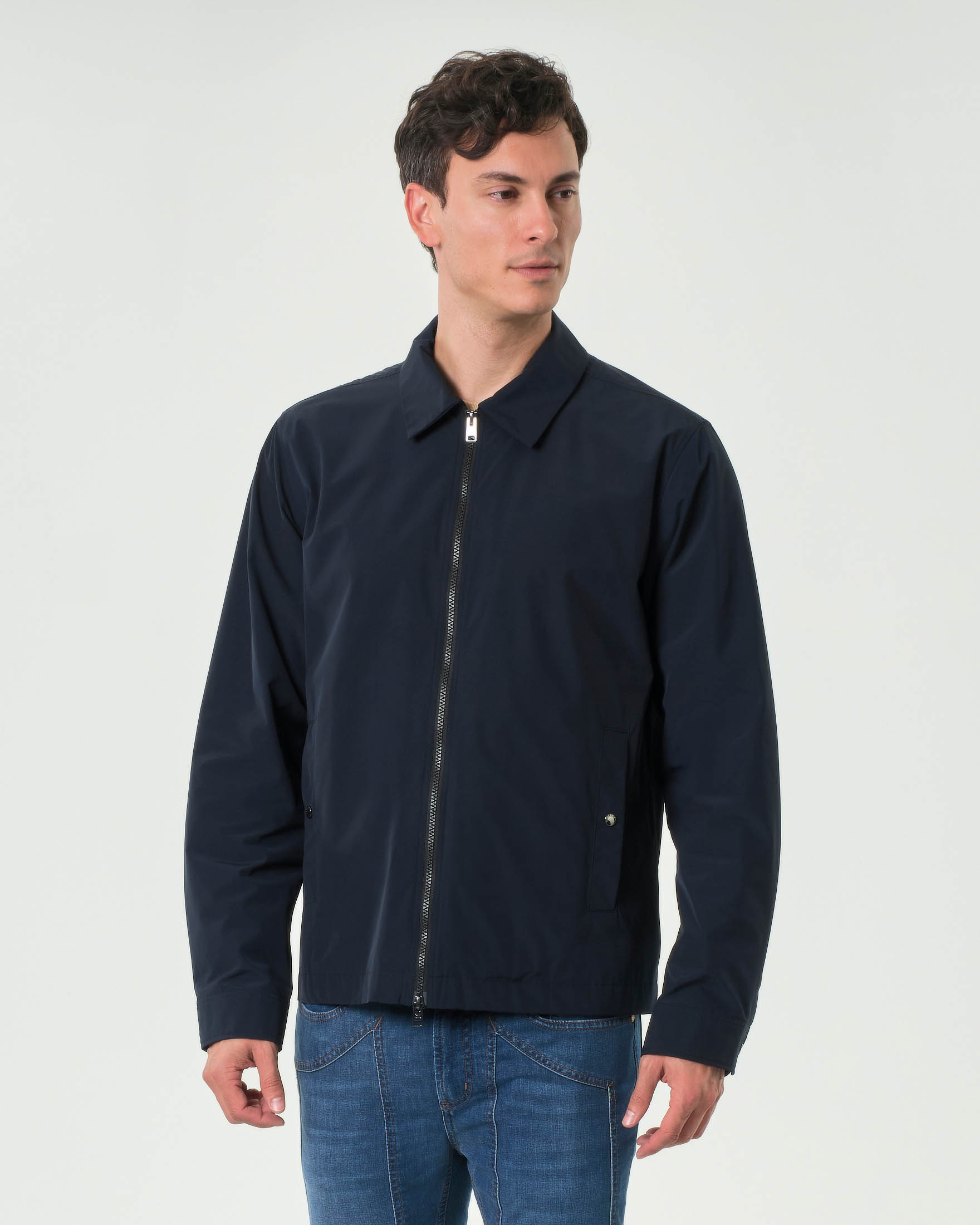 Giacca camicia Woolrich blu in nylon impermeabile