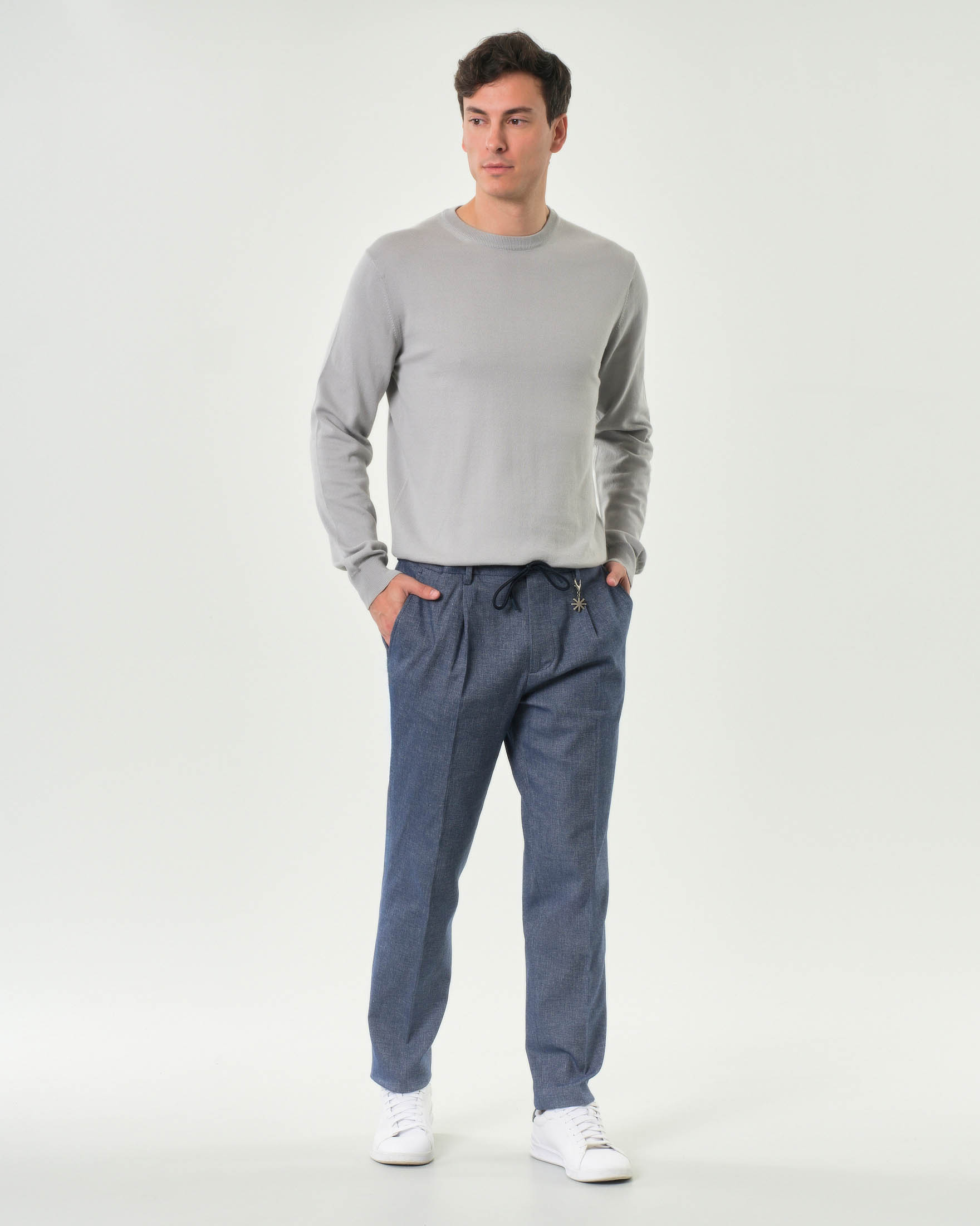 Maglia Woolrich grigia girocollo in puro cotone image