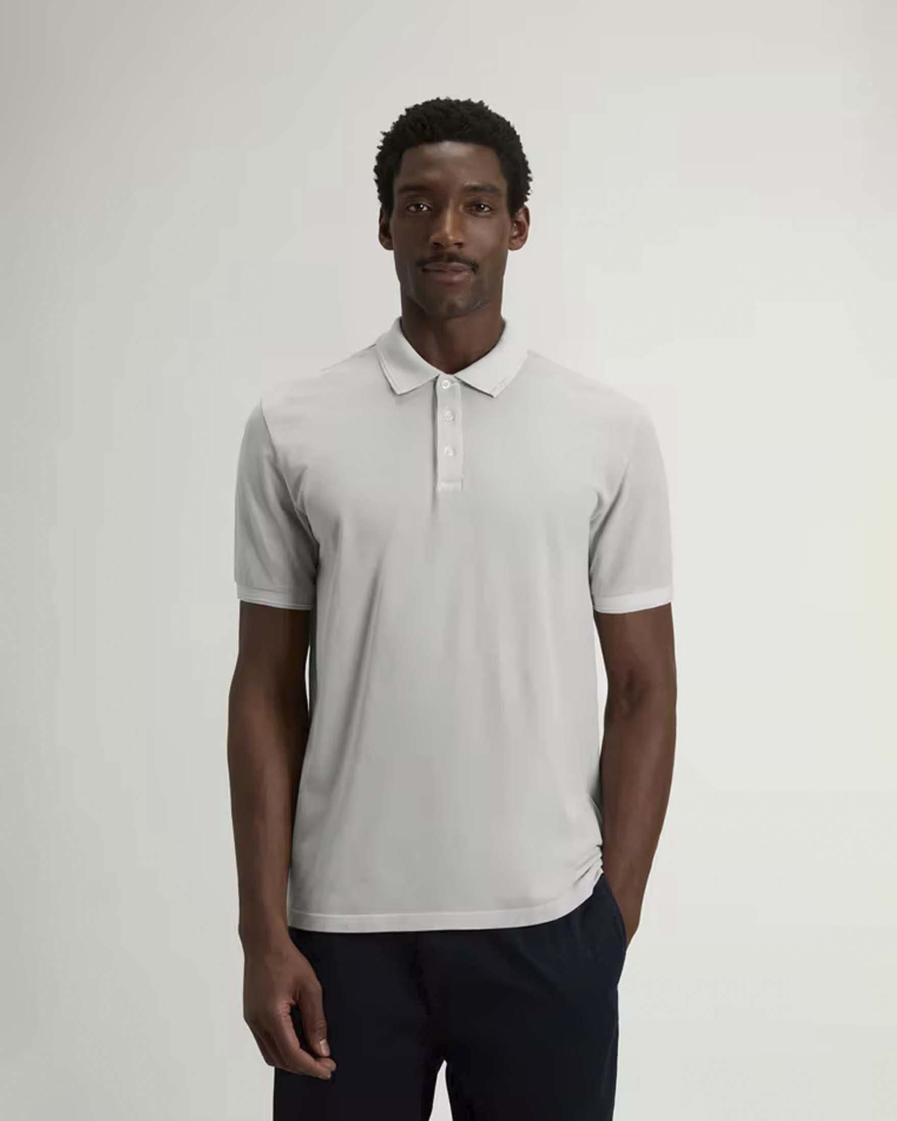 Polo Mackinack Woolrich grigia in piquè di cotone stretch tinta in capo
